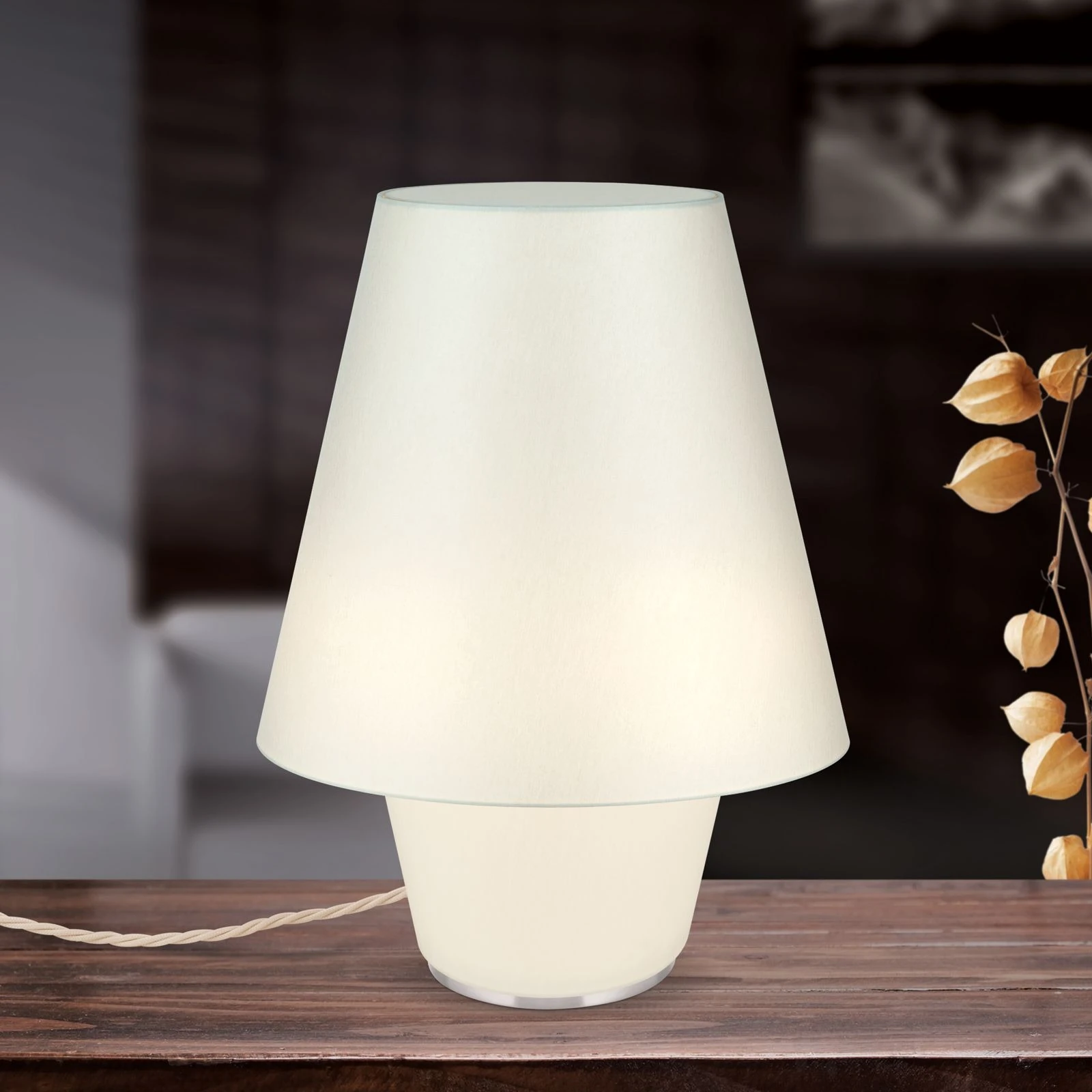 Stona lampa TWINS, mala, krem