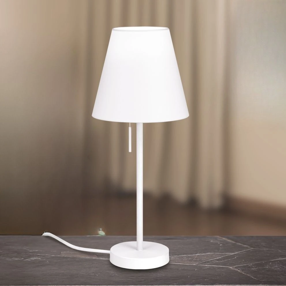 Stona lampa SHADE, mala, bela, konusni beli abažur