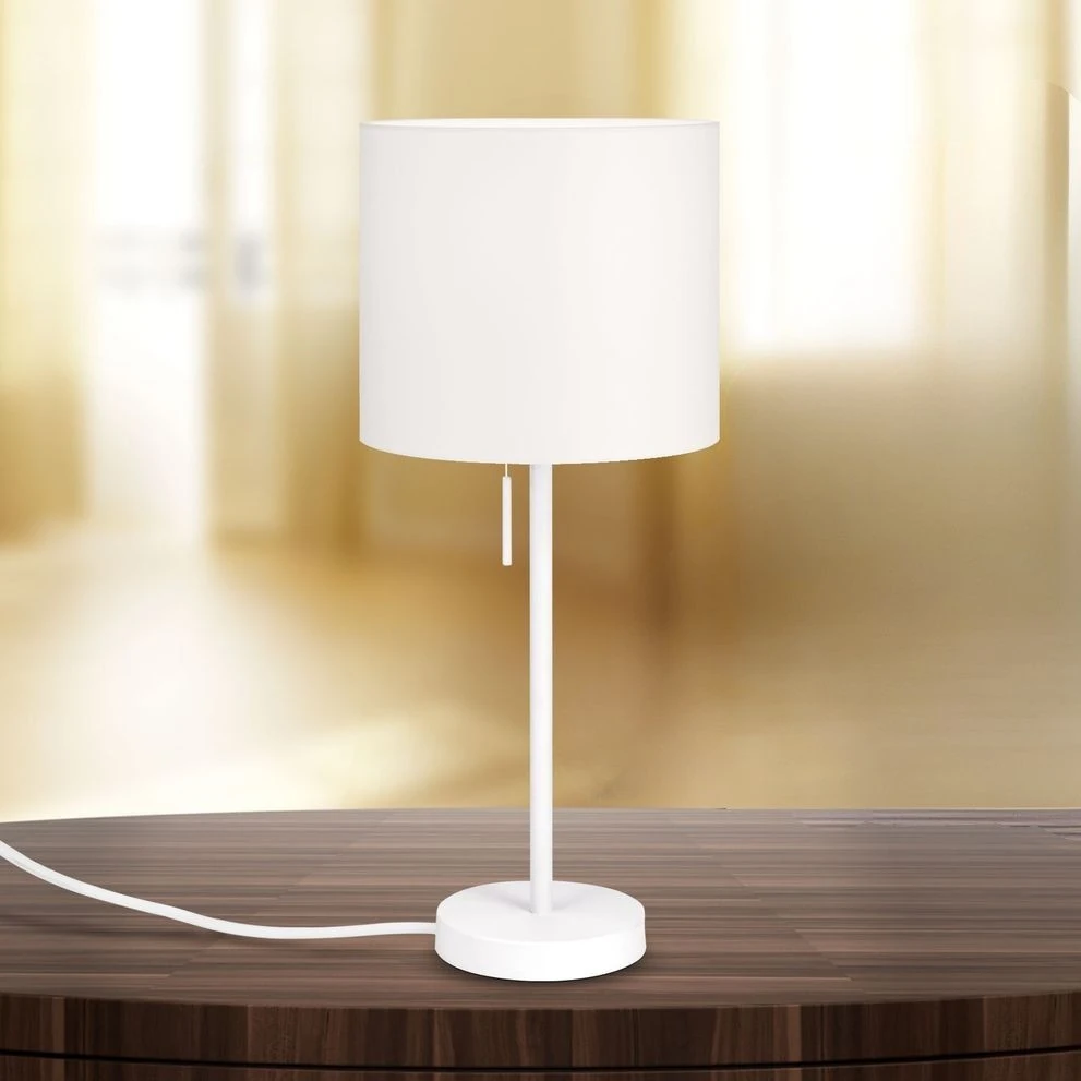 Stona lampa SHADE, mala, bela, cilindrični beli abažur