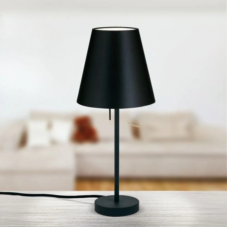 Stona lampa SHADE, mala, belo-crna, konusni crni abažur