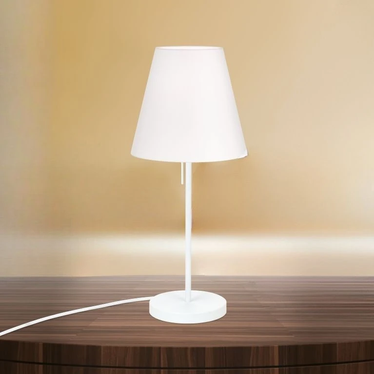 Stona lampa SHADE, srednja, bela, konusni beli abažur