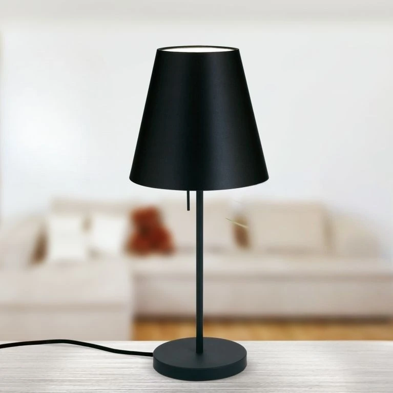 Stona lampa SHADE, srednja, belo-crna, konusni crni abažur