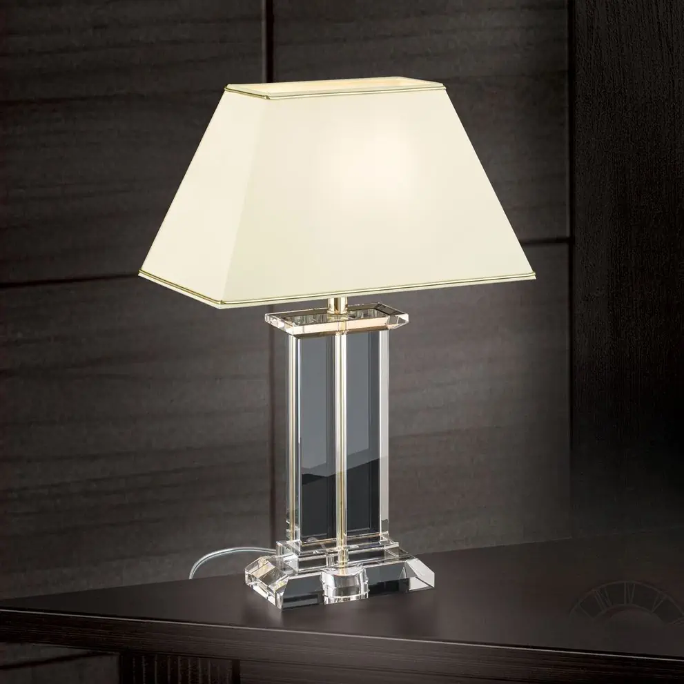 Stona lampa VERONIQUE, pravougaona, krem/zlatna