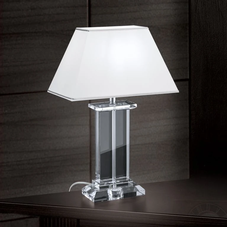 Stona lampa VERONIQUE, pravougaona, hrom, beli abažur