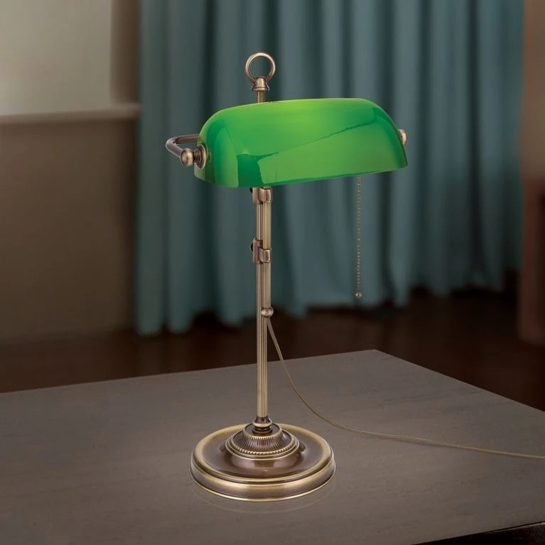Stona lampa HARVARD, patina, zeleni stakleni abažur, visina 53 cm