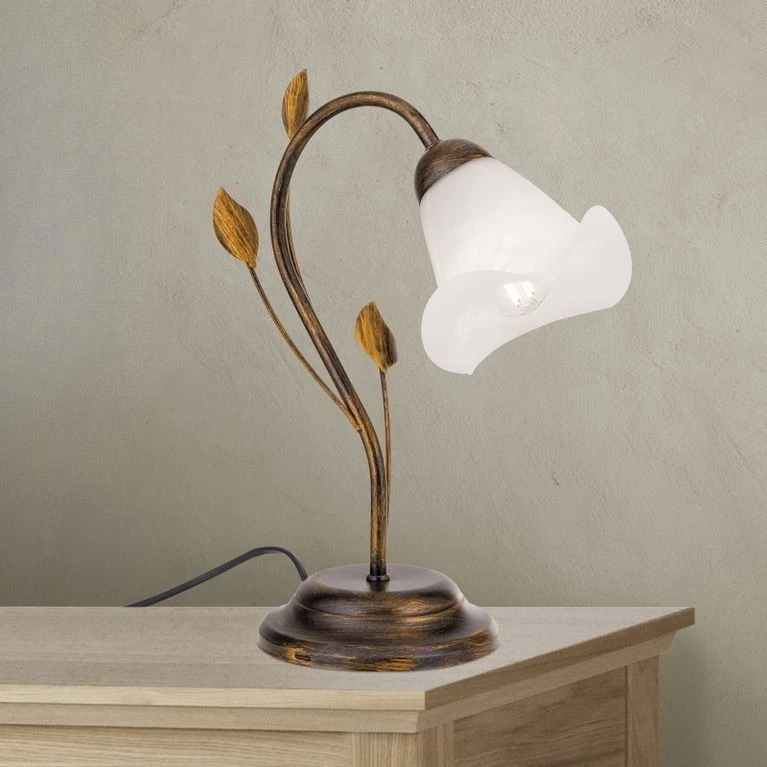 Stona lampa SISI, antik, opalno mat stakleni abažur