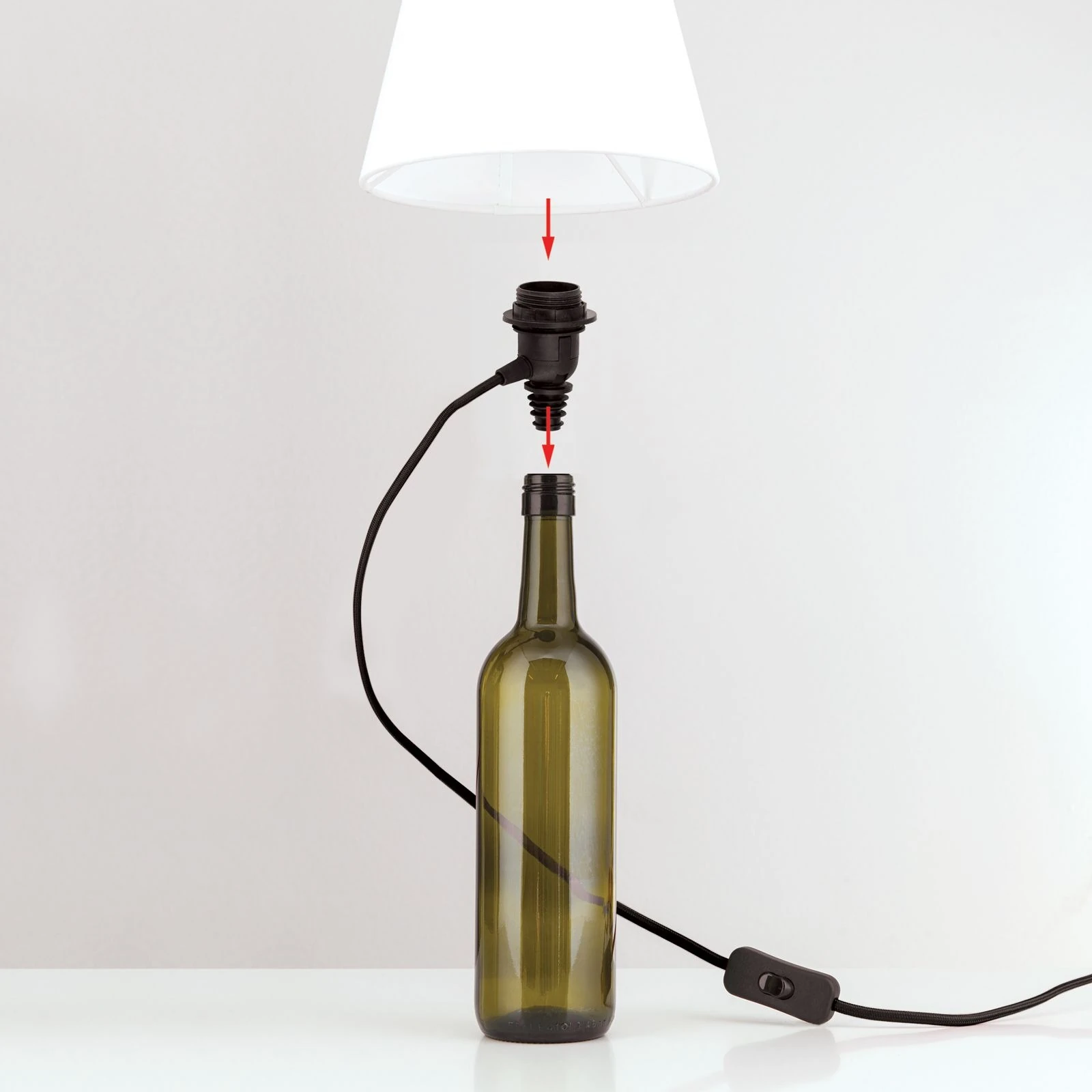 Grlo BOTTLE za 'uradi sam' lampu, crno