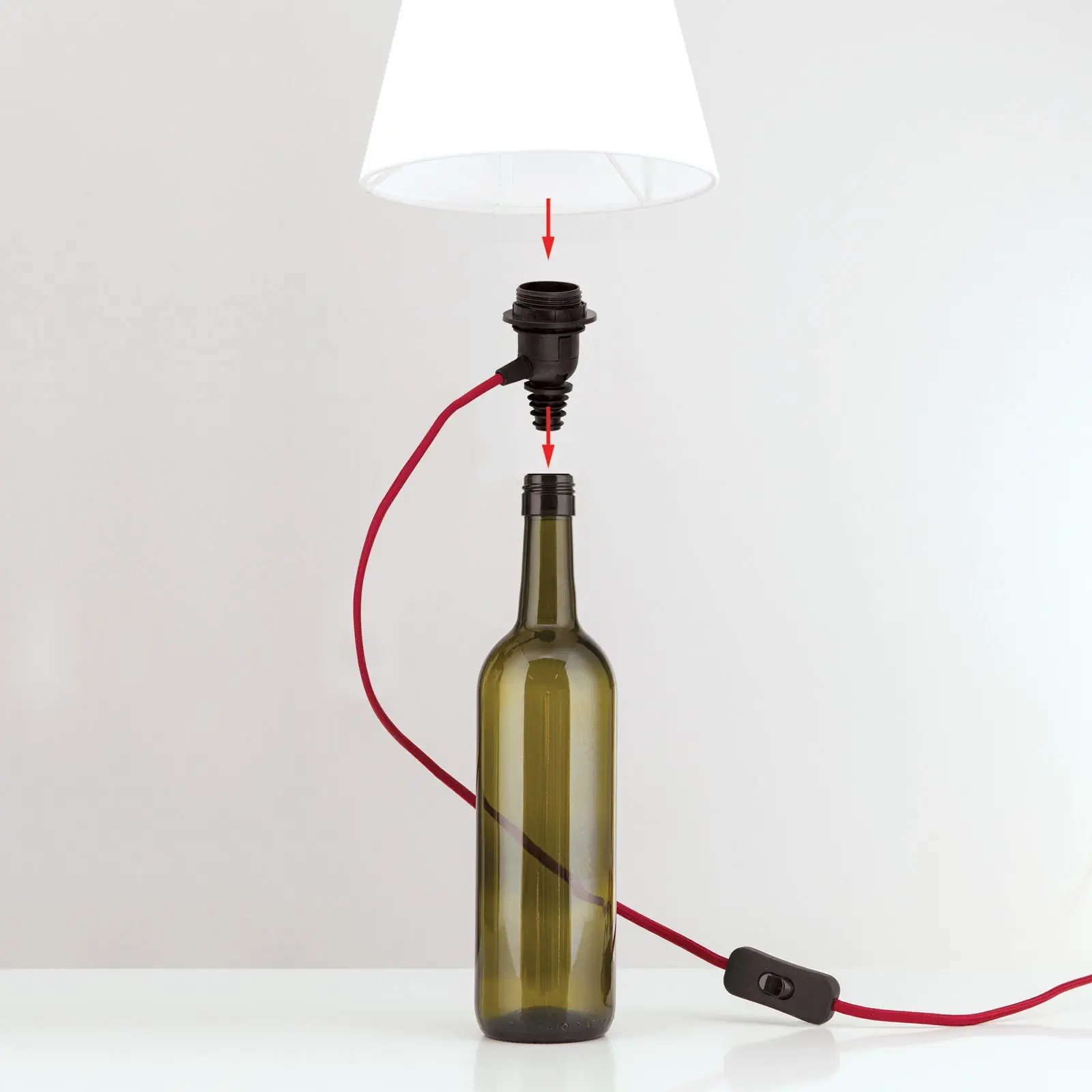 Držač sijalice BOTTLE za DIY lampu, bordo
