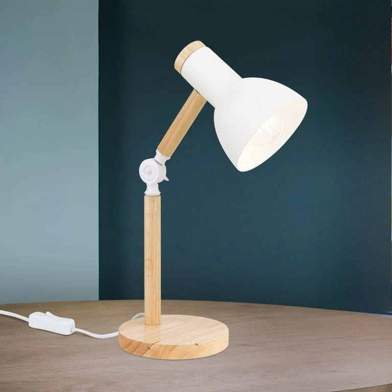 Stona lampa ANIKA, Drvo-Bela