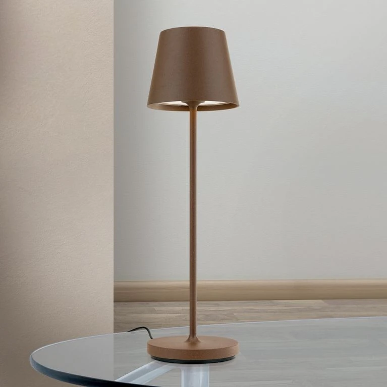 LED punjiva baterijska stona lampa CHANDELLE, rđasto braon