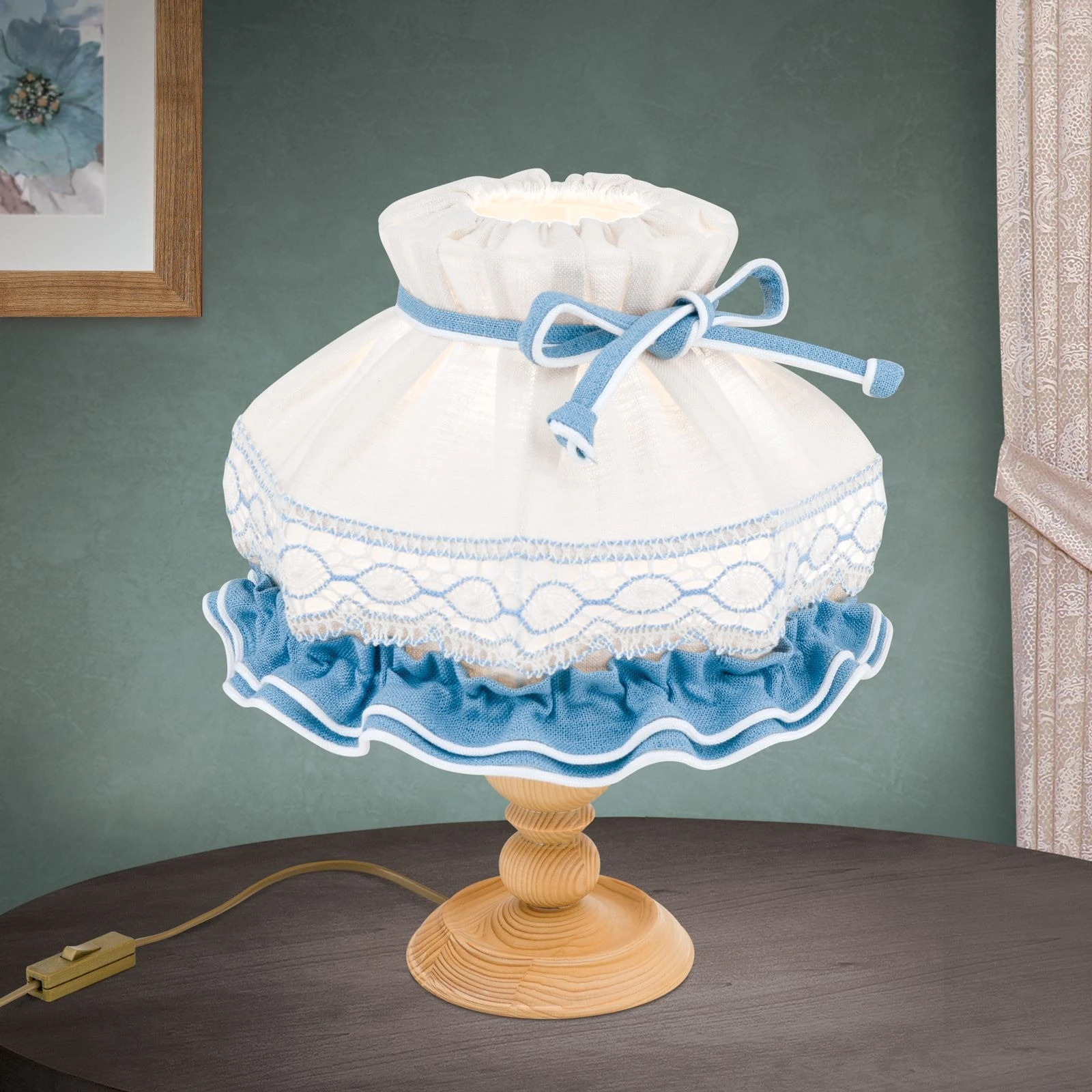 Stona lampa KITZ, sa dekorativnom plavom trakom, srednja