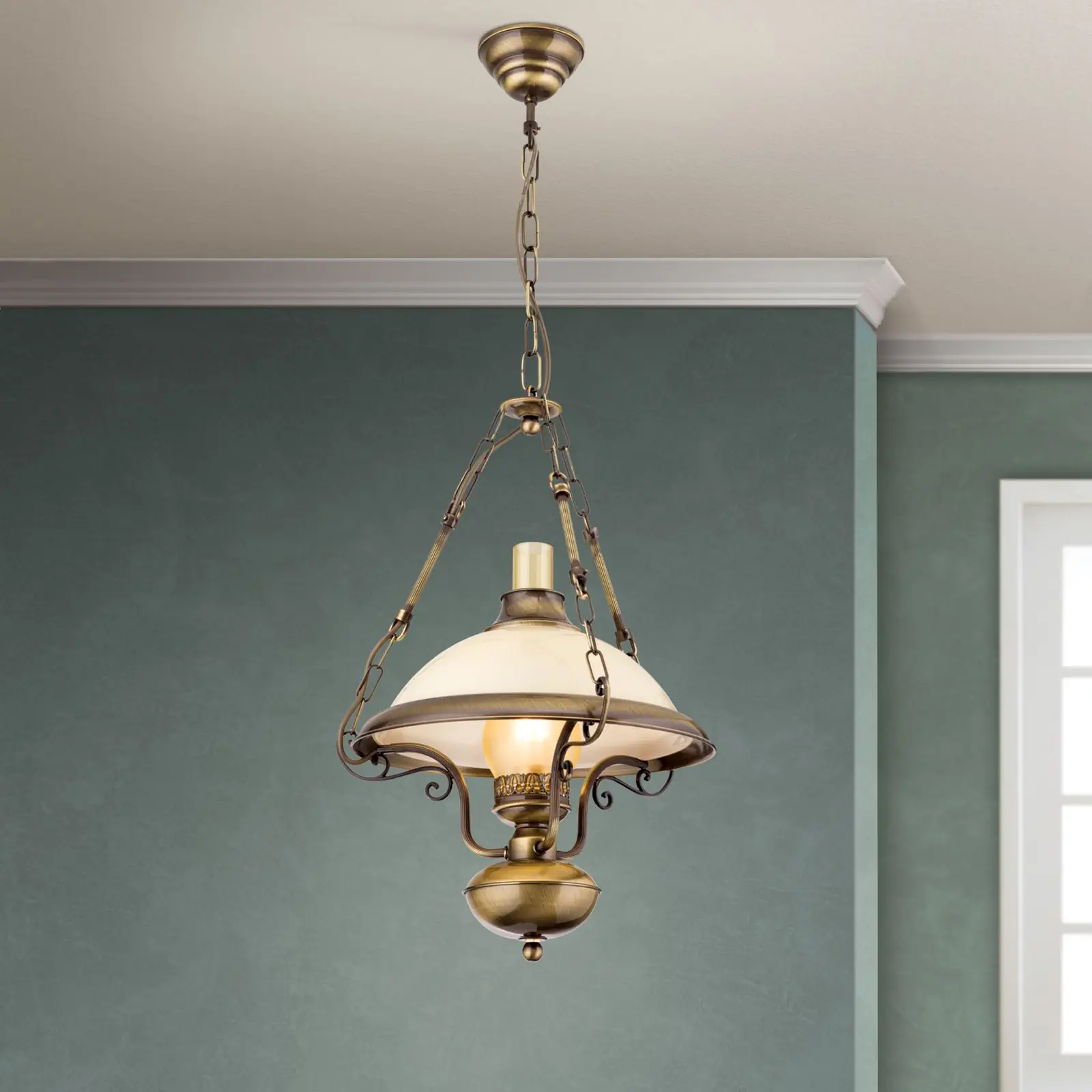 Fenjer AUSTRIAN OLD LAMP, završna obrada antik mesing, Ø 35 cm