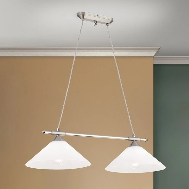 Viseća lampa ARTDESIGN, 2 izvora svetla, satin hrom, opalno staklo