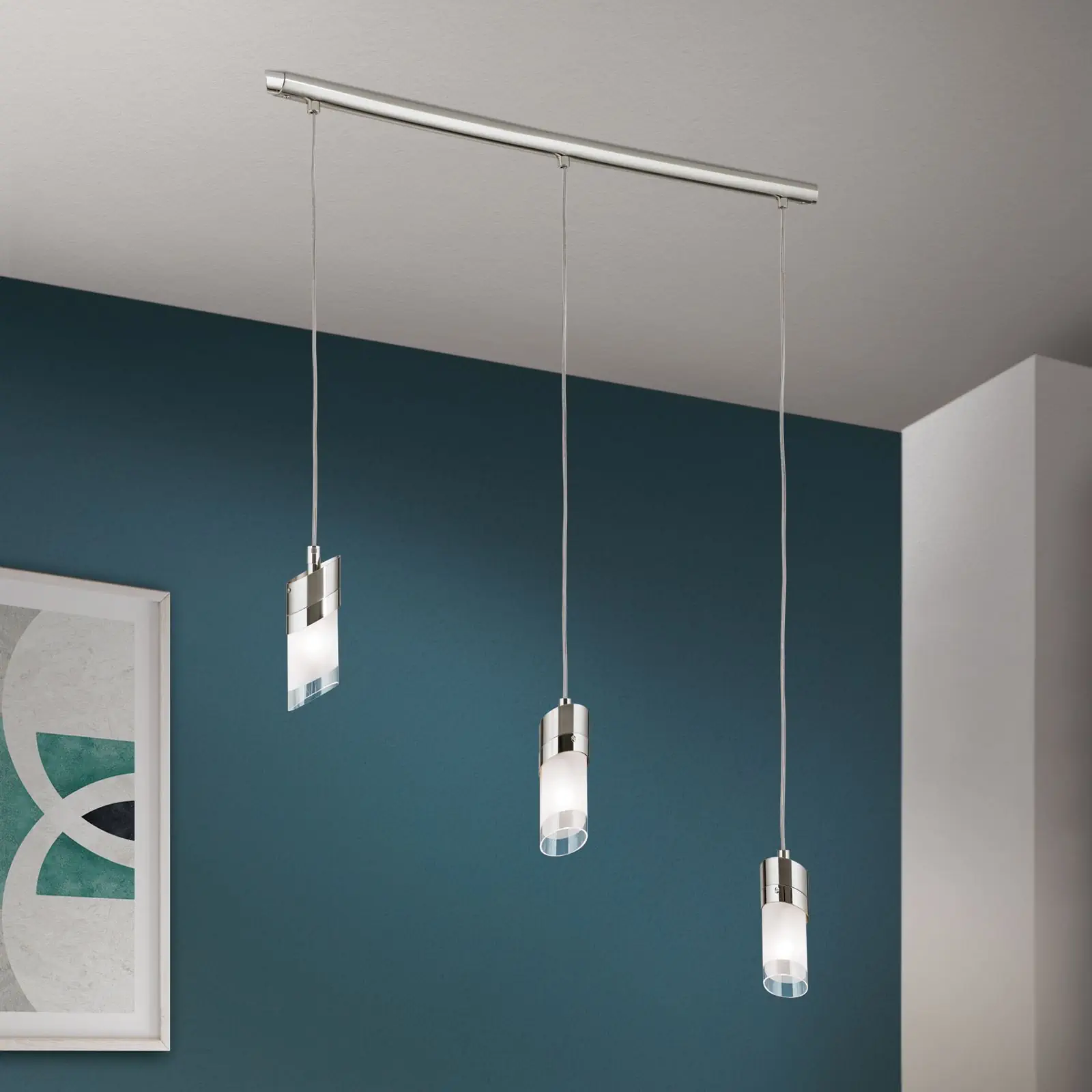 Viseća lampa SPOT EXCLUSIVE, 3  izvora svetla, saten, sa prozirnim mat staklom