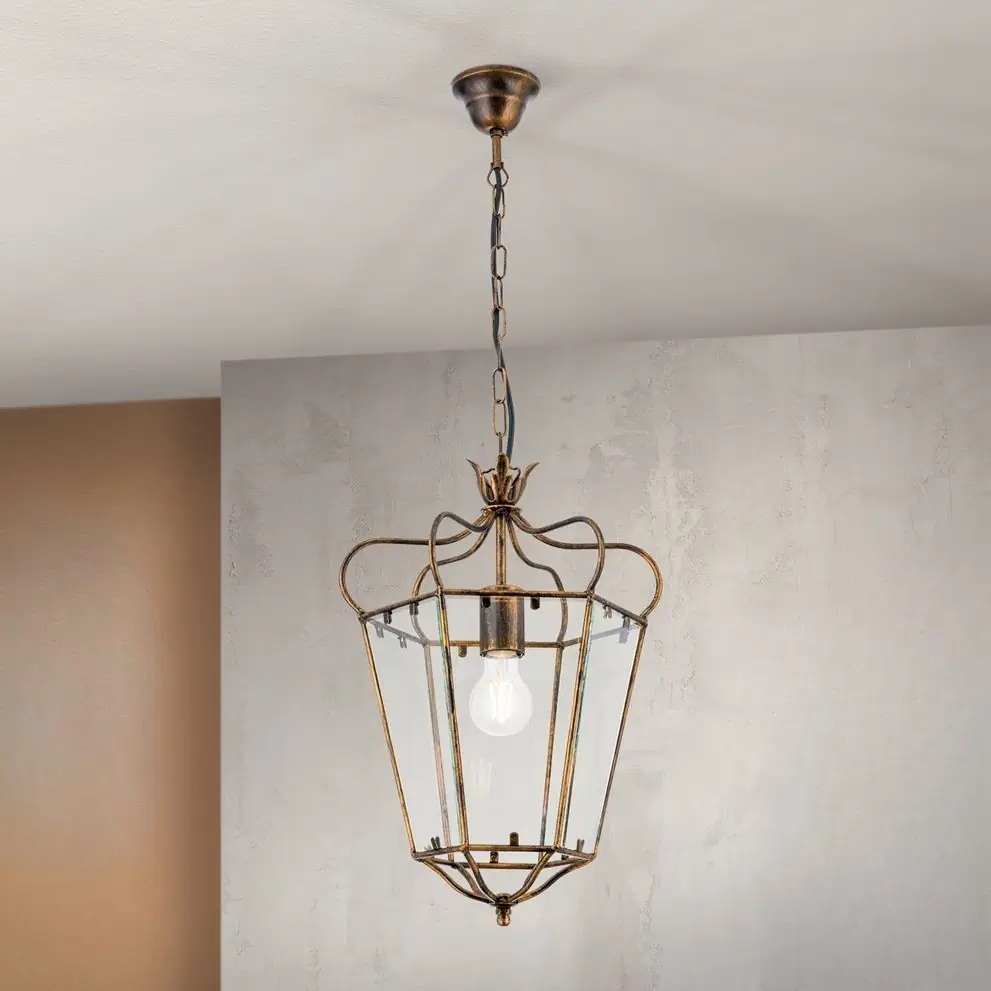 Viseća lampa MANTO, 1 izvor svetla, antik zlato