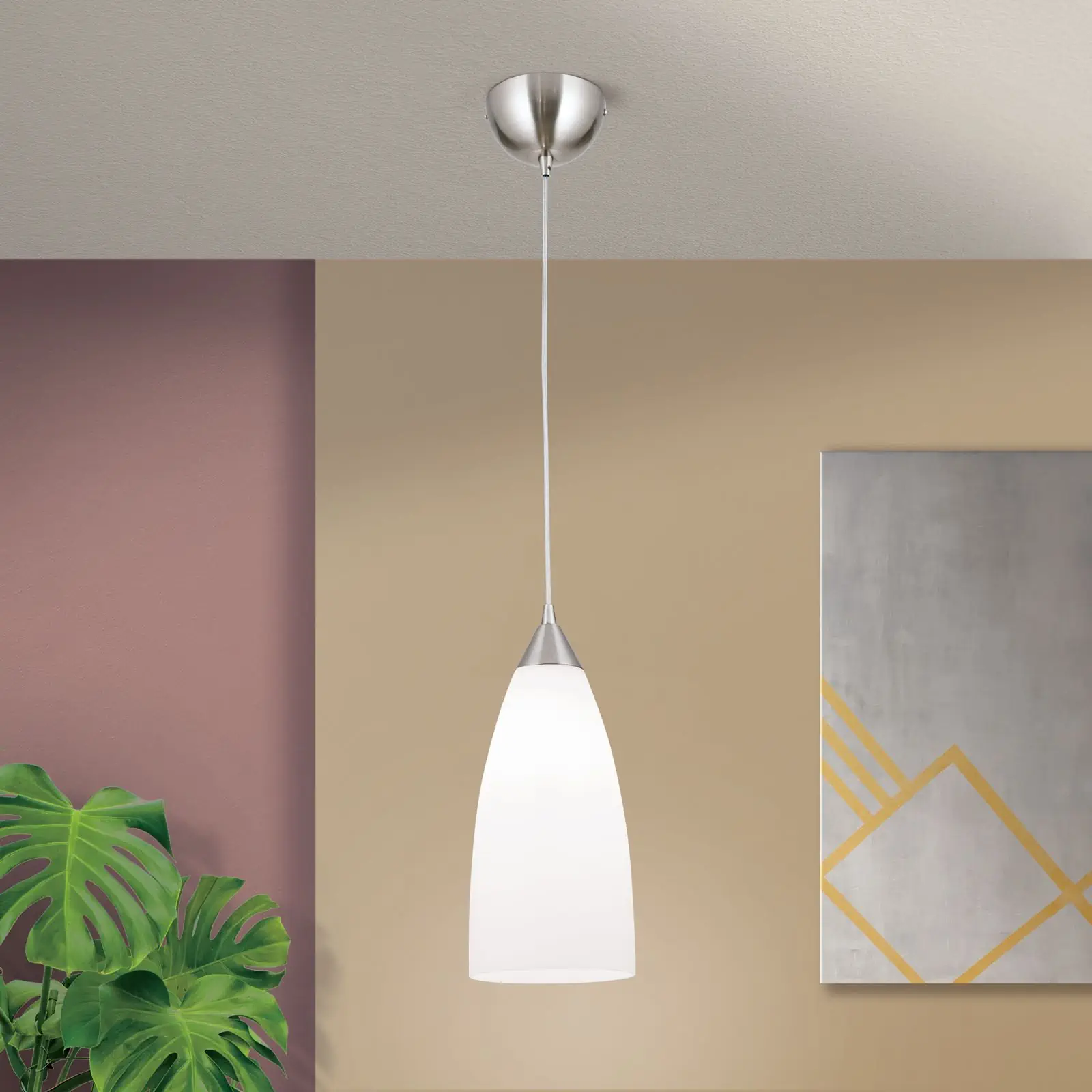 Viseća lampa CONE, saten završna obrada, sa alaska staklom, 15cm