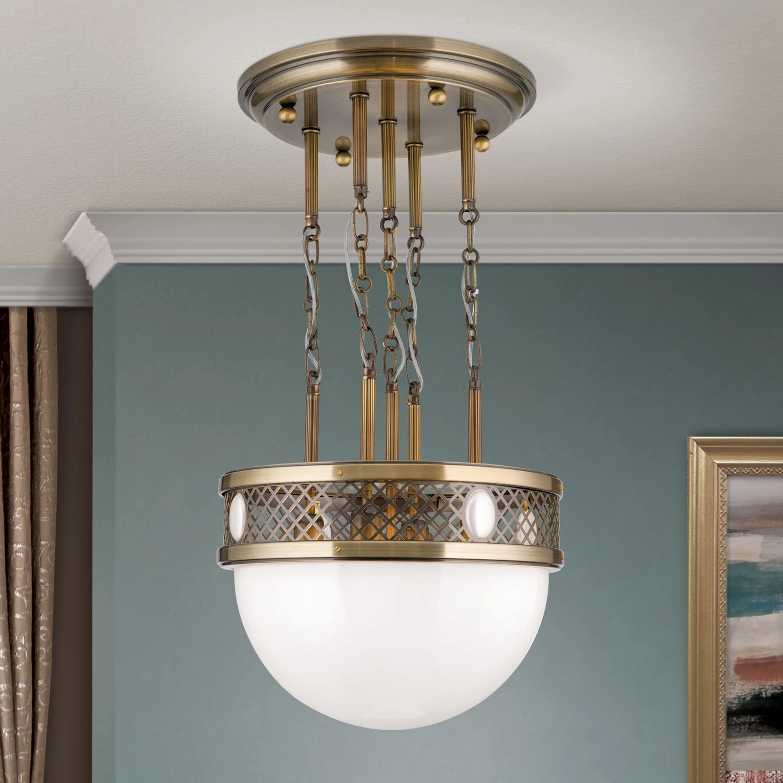 Viseća lampa ALT WIEN, antik mesing, 46 cm