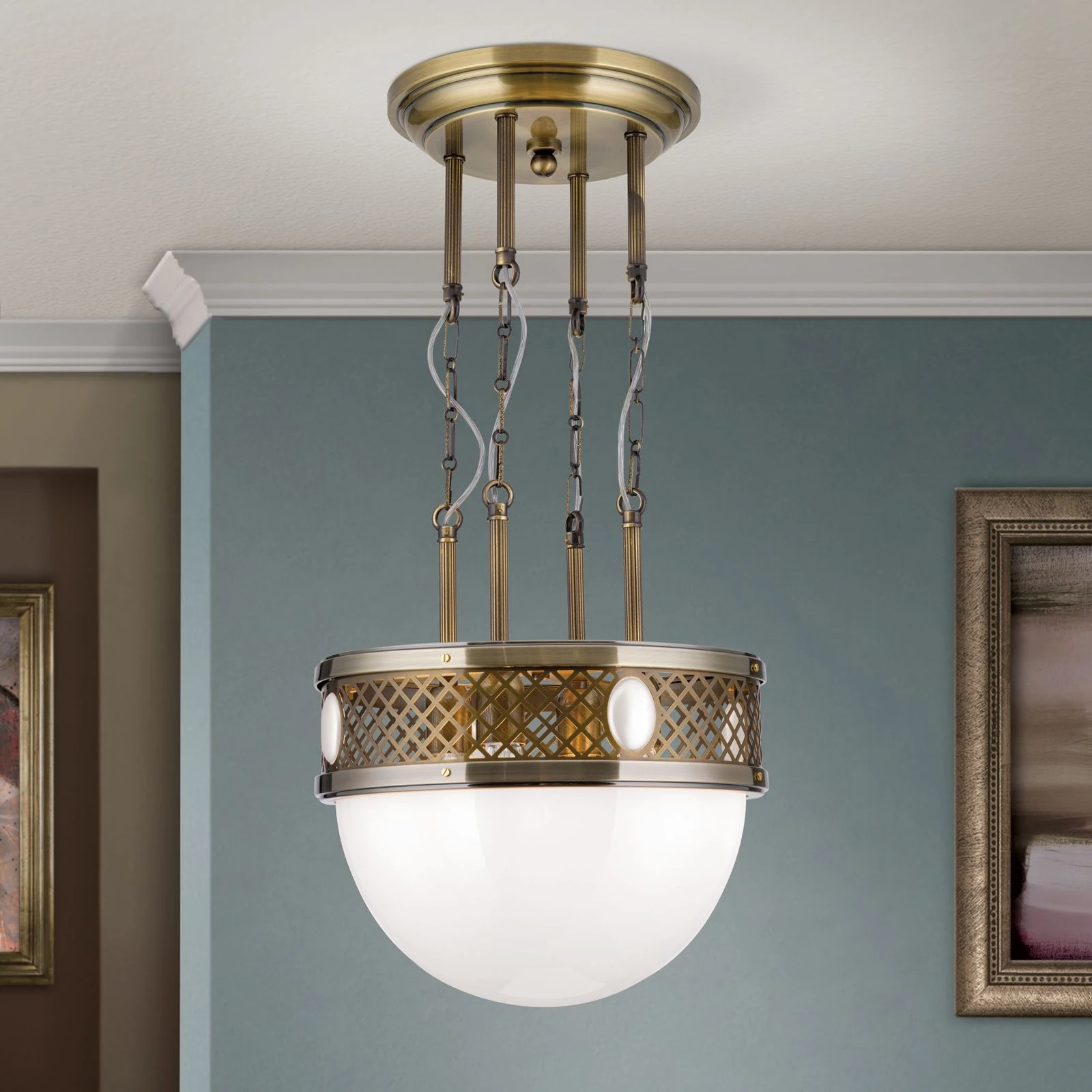 Viseća lampa Alt Wien, antik mesing, 40 cm