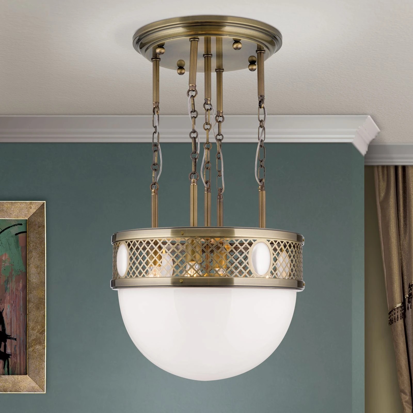 Viseća lampa ALT WIEN, antik mesing, 53 cm