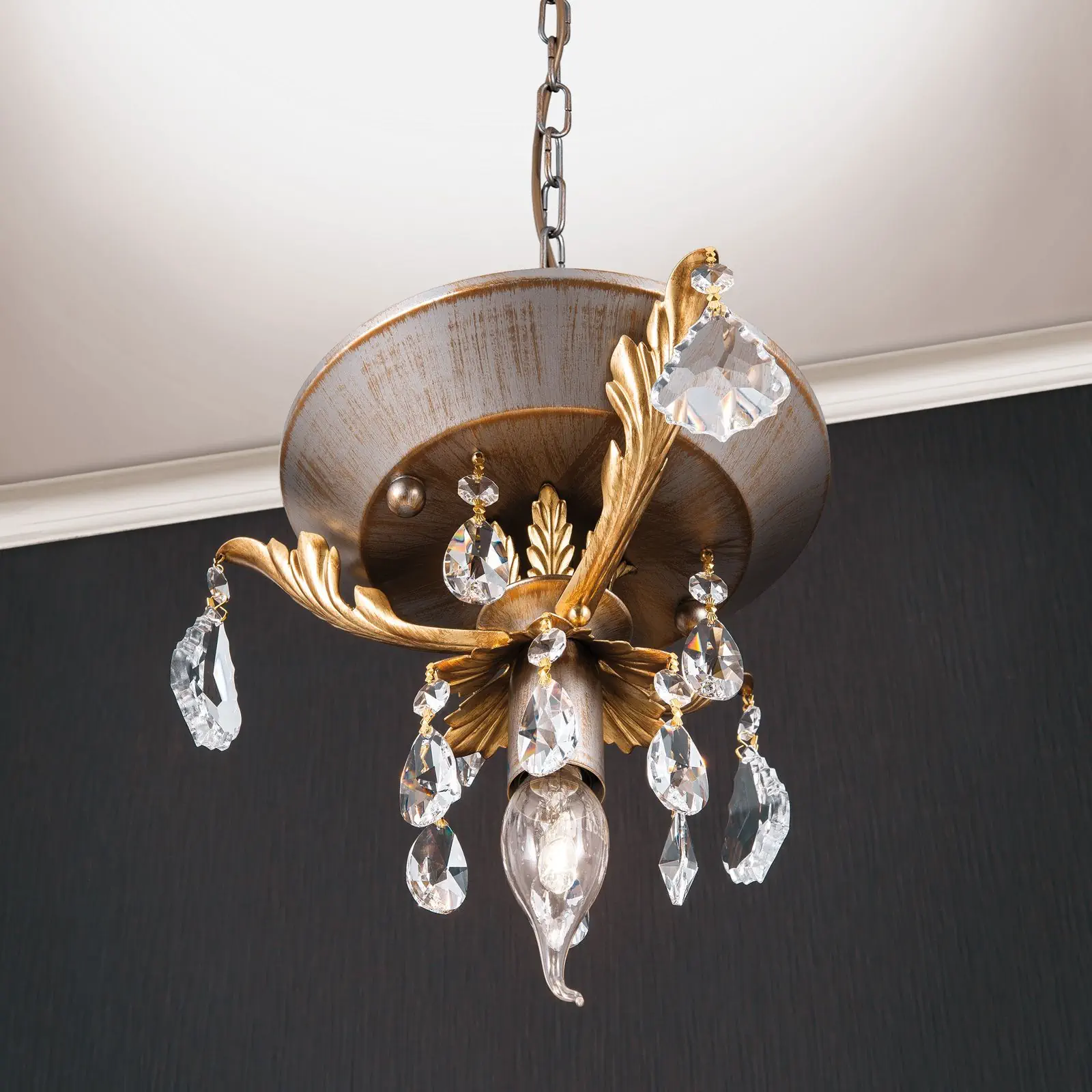 Viseća lampa MIRAMARE, 1 izvor svetla, srebrno-zlatna