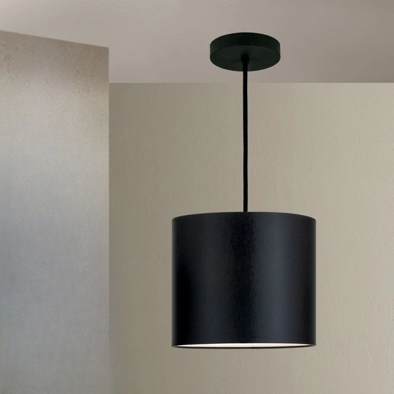 Viseća lampa SHADE, srednja, 1 izvor svetla (E27), crna završna obrada, crni cilindrični abažur