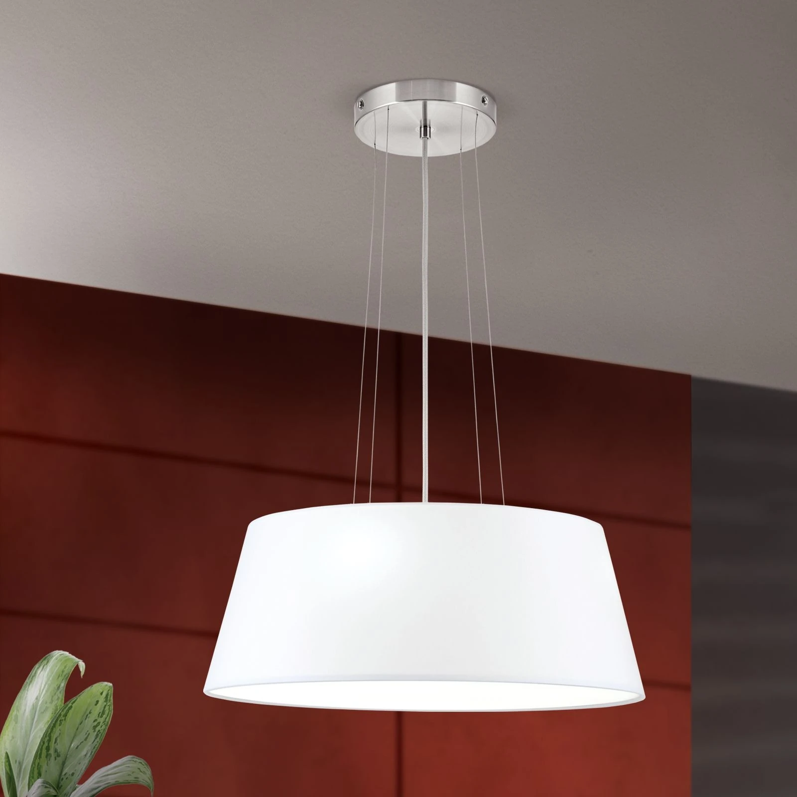 Viseća lampa SHADE, 4 izvora svetla, Ø 50 cm, satin hrom završna obrada, beli konusni abažur