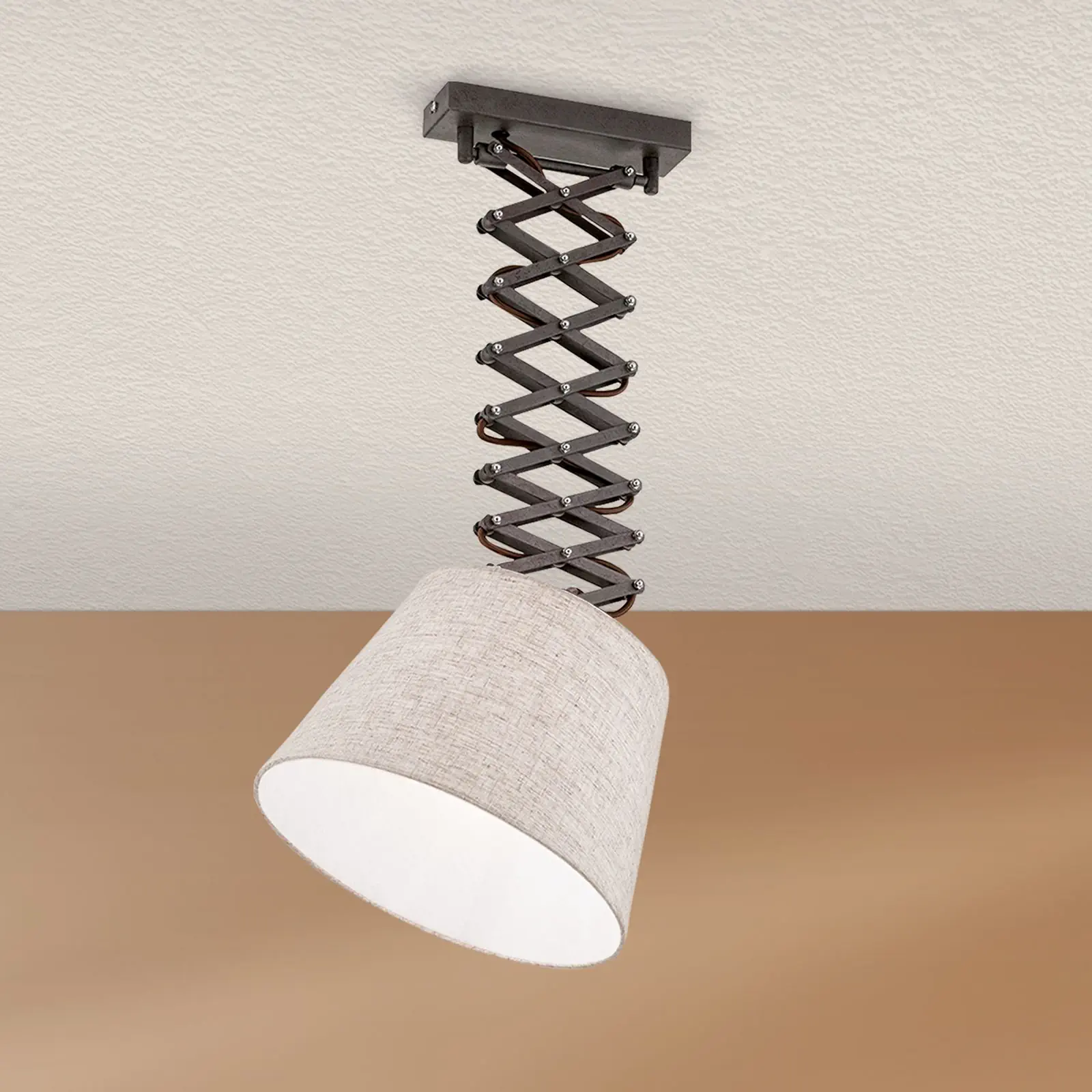 Viseća lampa FACTORY, sa tekstilnim abažurom