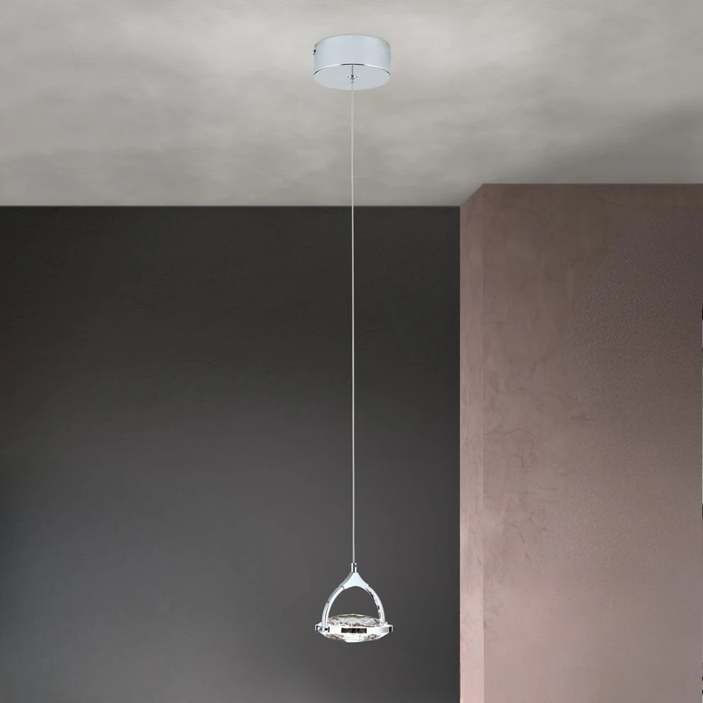 LED viseća lampa MOON, 1-izvor svetla, hrom