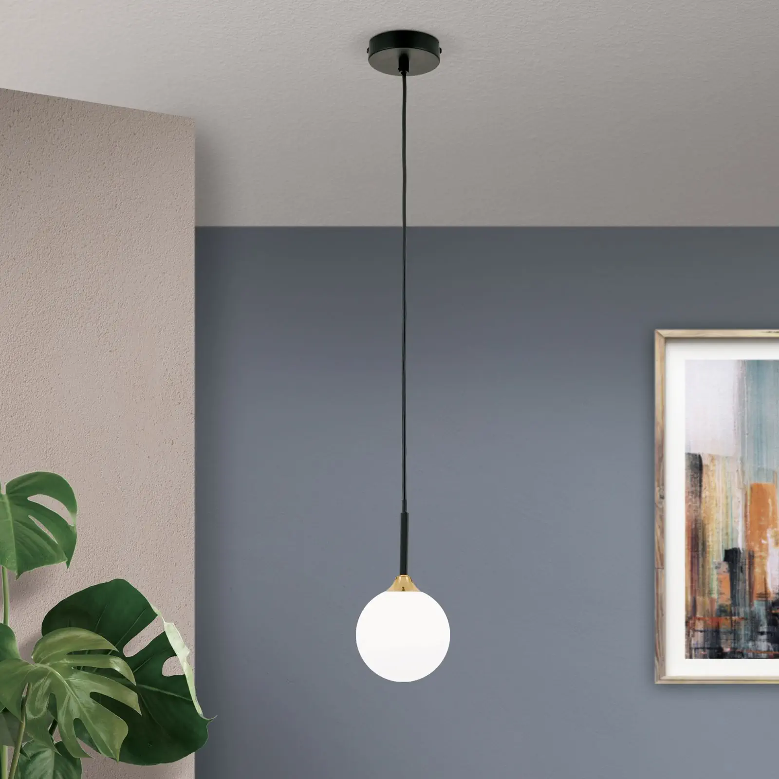 Viseća lampa SNOWWHITE, 1 izvor svetla, crni mesing