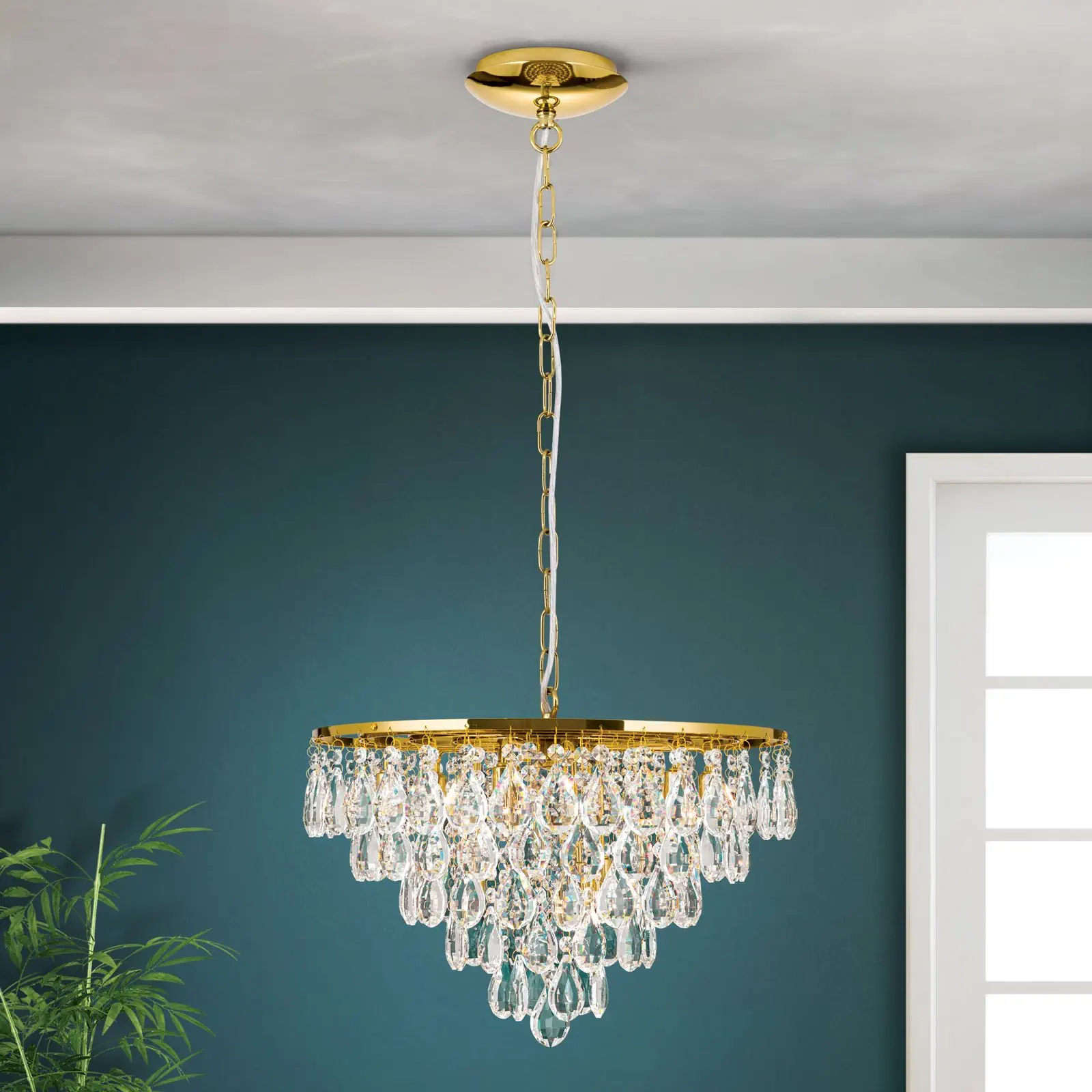 Viseća lampa CELESTE, 12 izvora svetla, zlatna