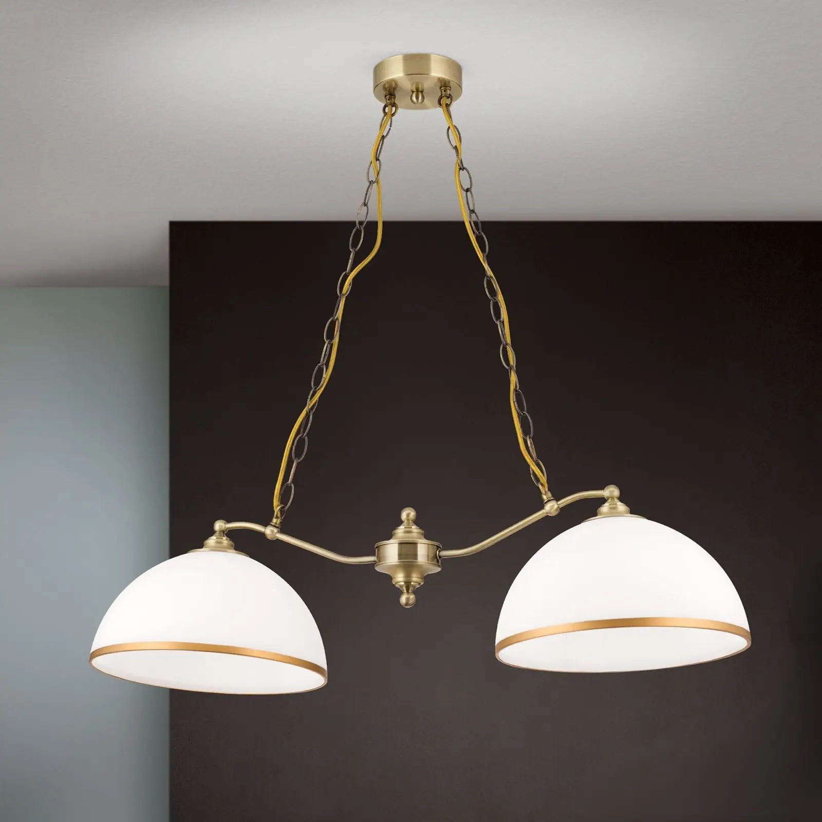 Viseća lampa OLD LAMP sa lančanim vešanjem, 2 izvora svetla, patina