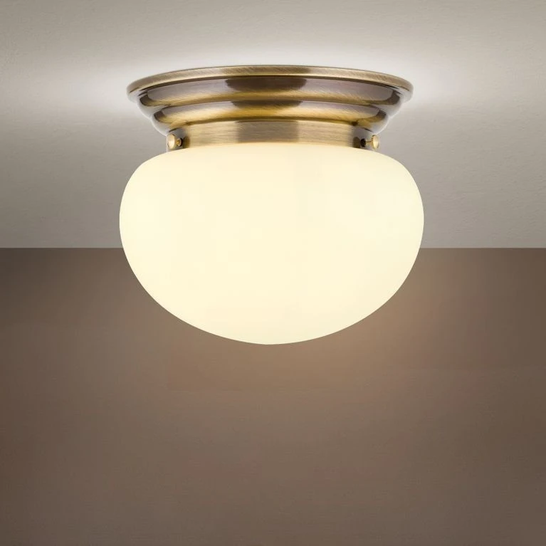 Plafonska lampa WIENER NOSTALGIE, Ø 26 cm, antik mesing, staklo u boji šampanjca