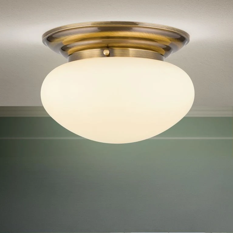 Plafonska lampa WIENER NOSTALGIE, Ø 33 cm, antik mesing, staklo u boji šampanjca