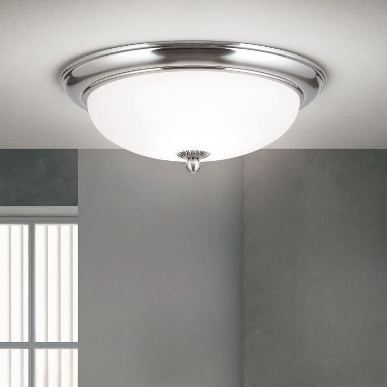 Plafonska lampa WIENER NOSTALGIE, Ø 35 cm, saten hrom, opal mat staklo