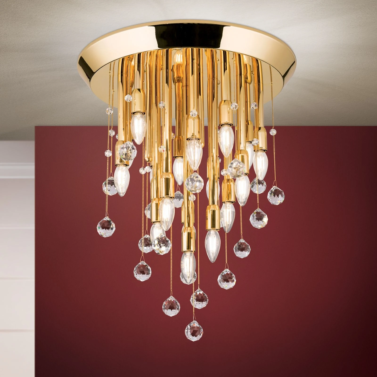 Plafonski luster GALAXY, 19 izvora svetla, 24-karatno pozlaćen