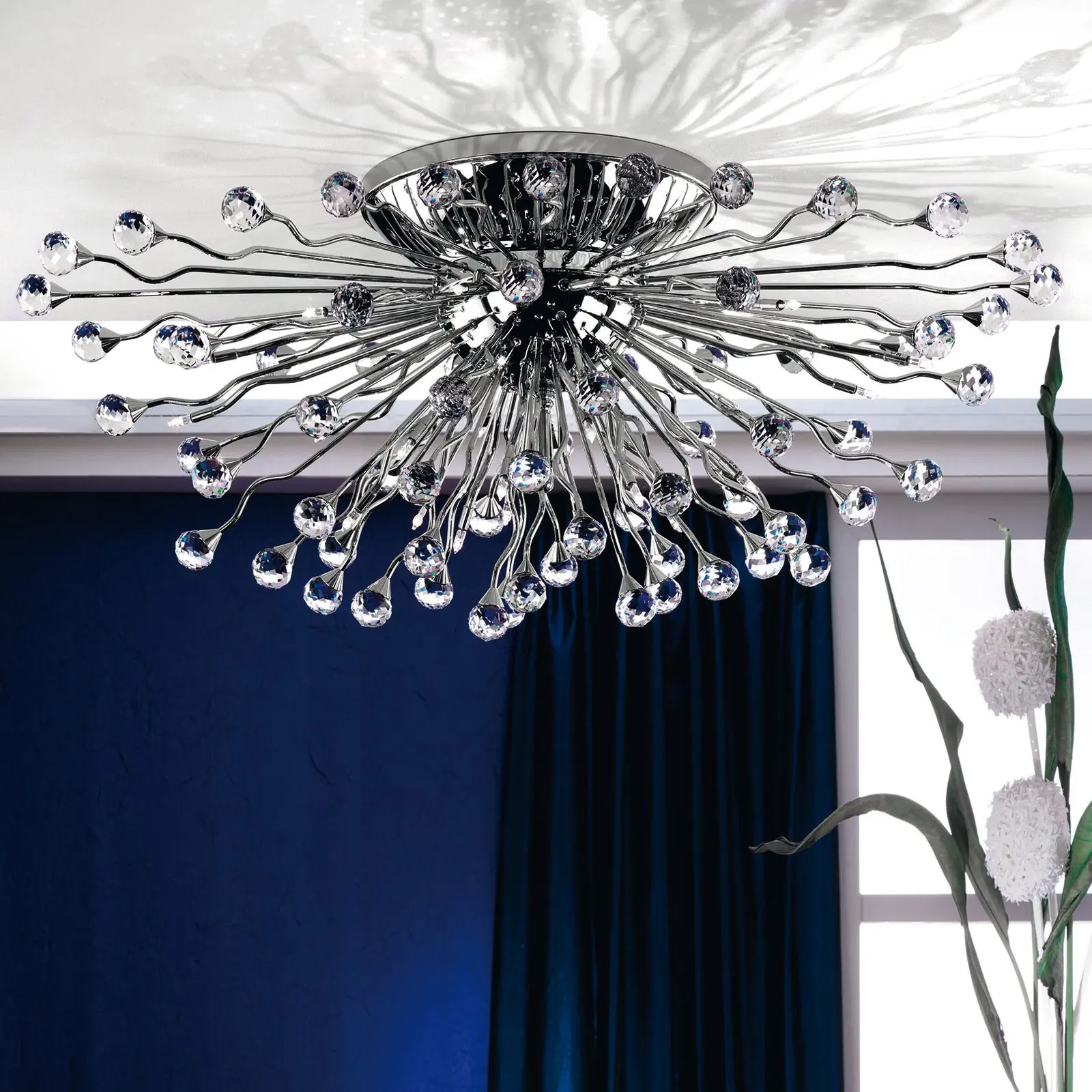 Plafonska lampa GALAXY, hrom, 78 × 48 cm