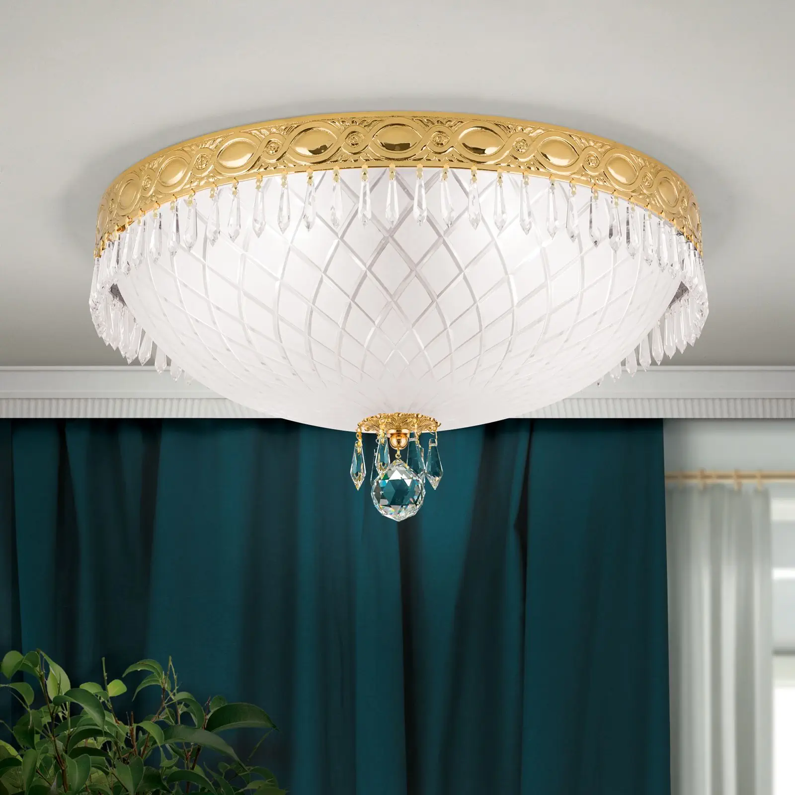 Plafonska lampa EMPIRE CRYSTAL, zlato, Ø 45 cm