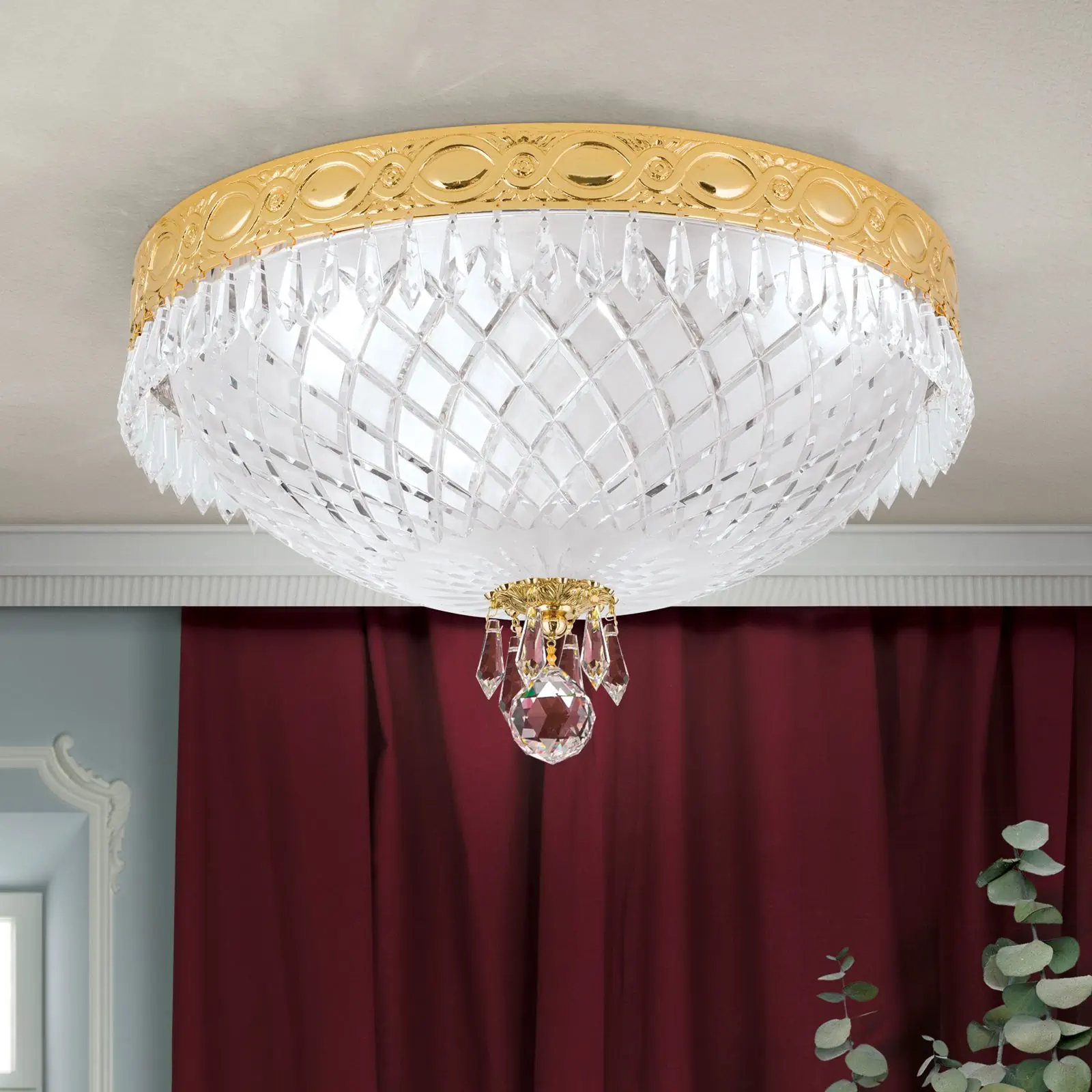 Plafonska lampa EMPIRE CRYSTAL, zlato, Ø 39 cm