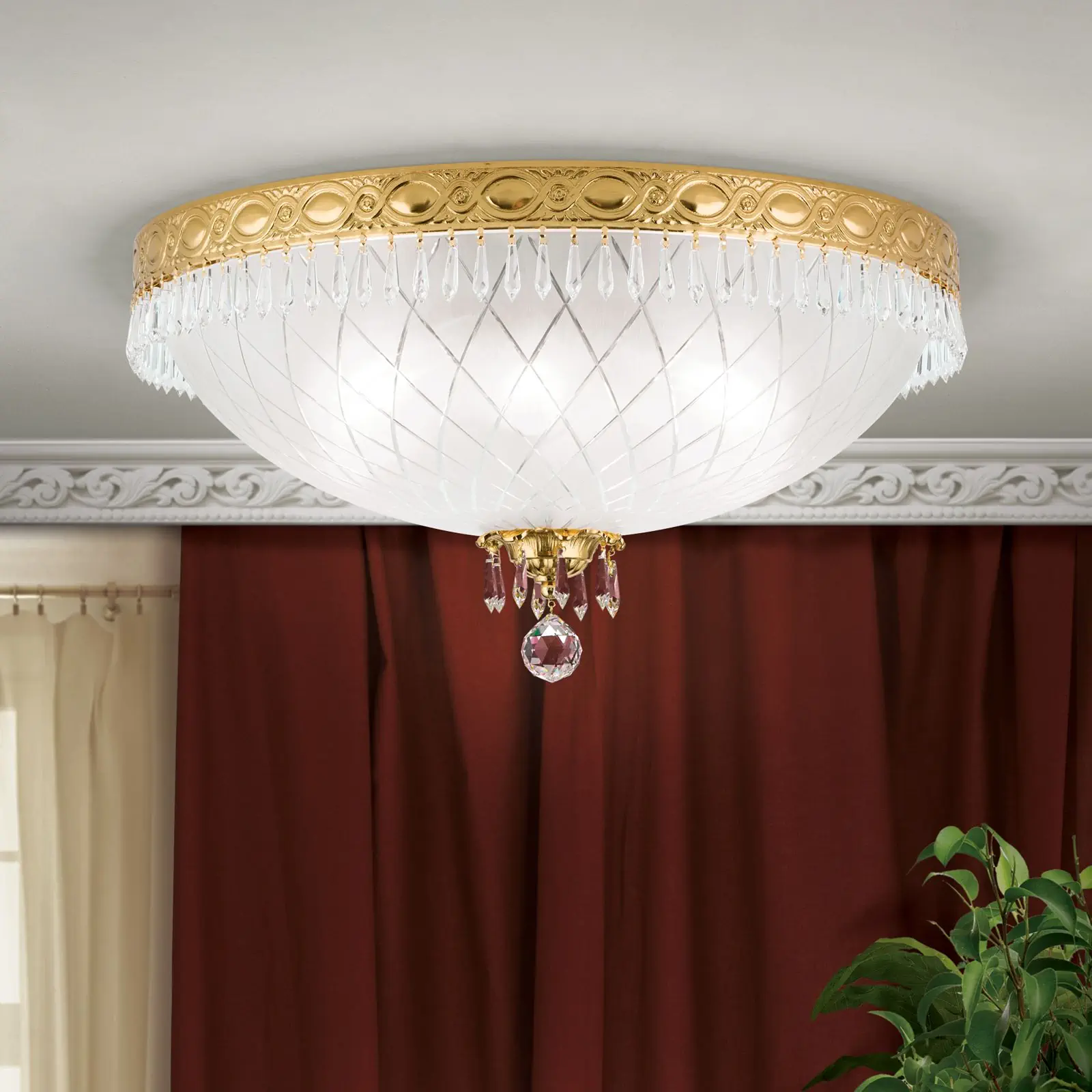 Plafonska lampa EMPIRE CRYSTAL, zlato, Ø 55 cm