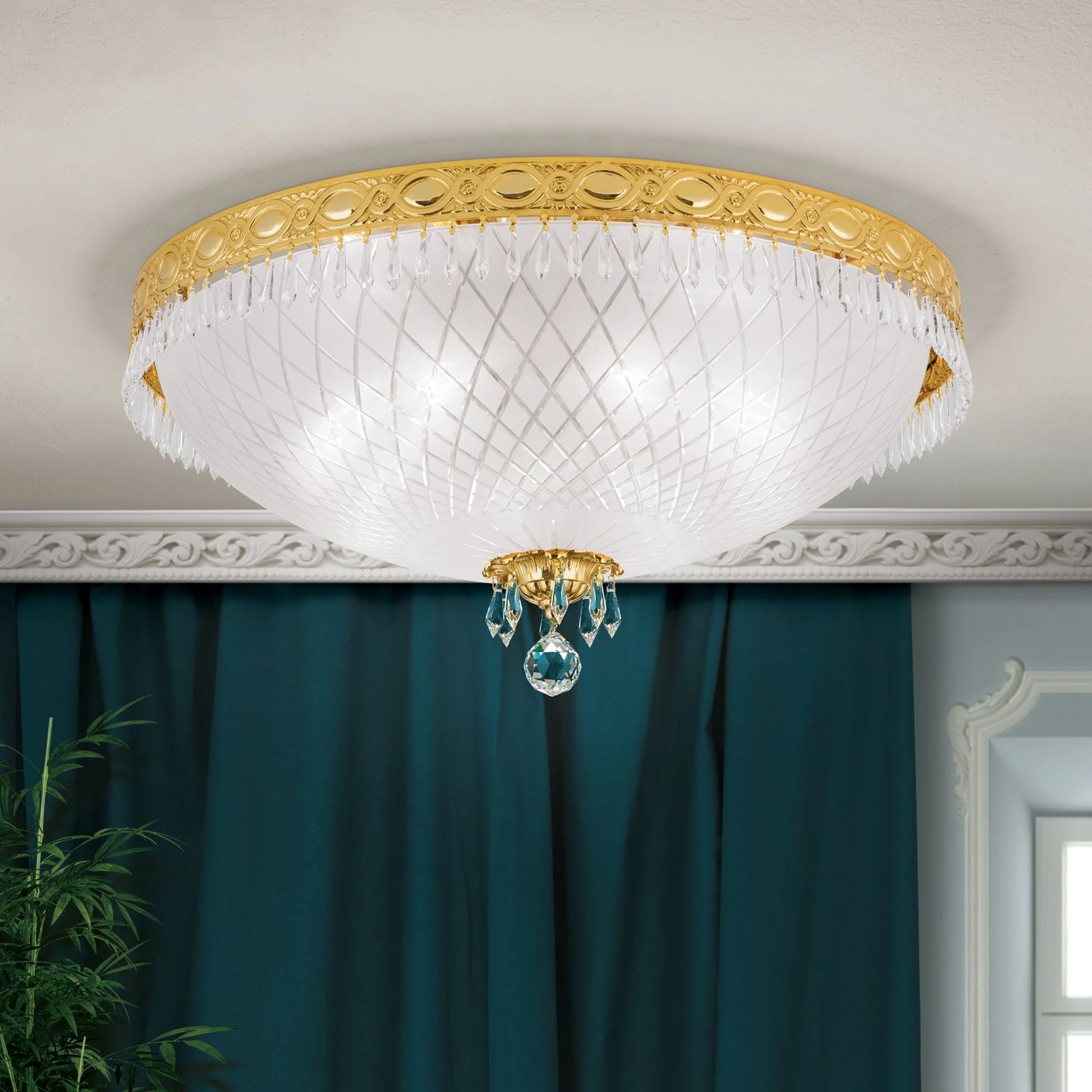 Plafonska lampa EMPIRE CRYSTAL, zlato, Ø 61 cm