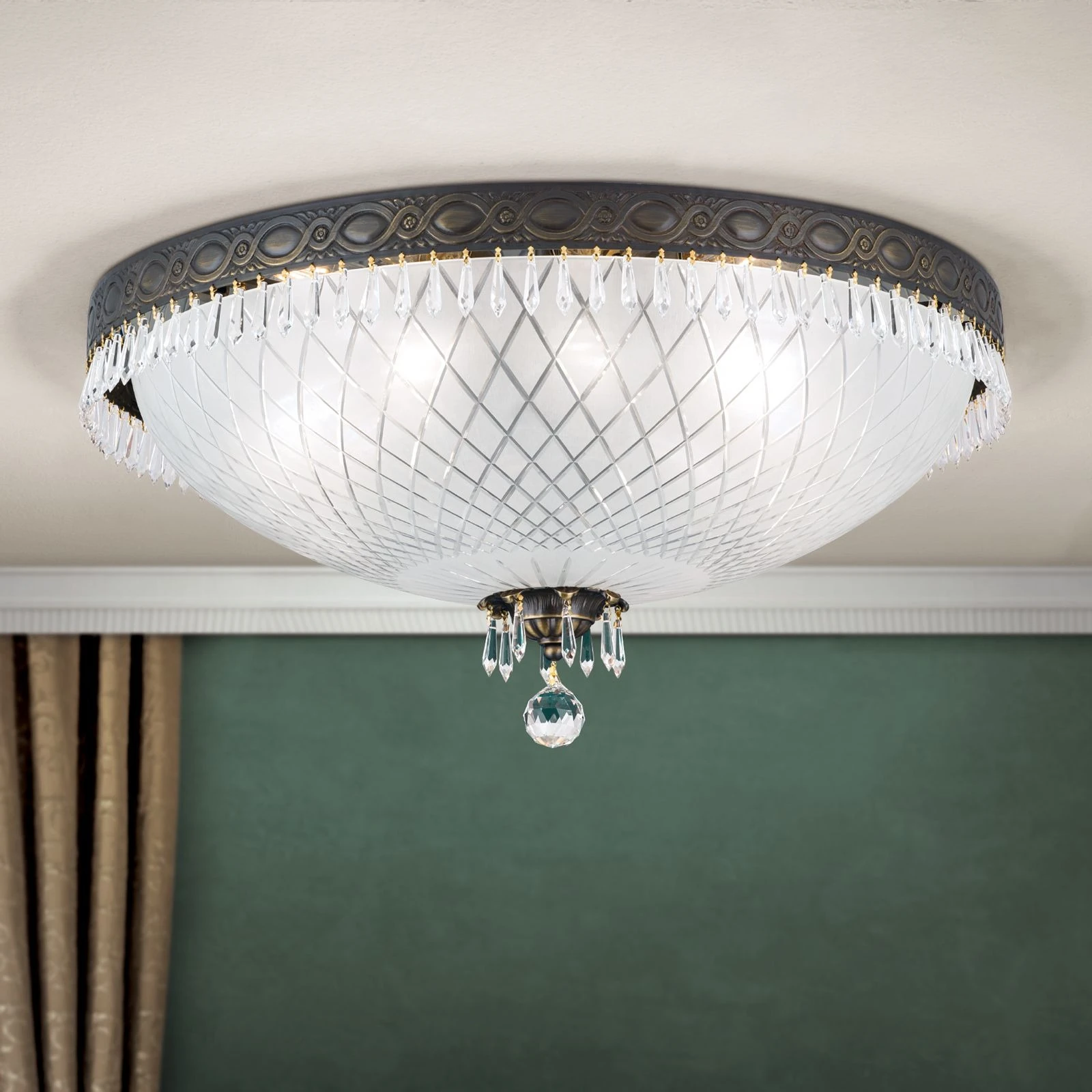 Plafonska lampa EMPIRE CRYSTAL, stara patina, Ø 61 cm