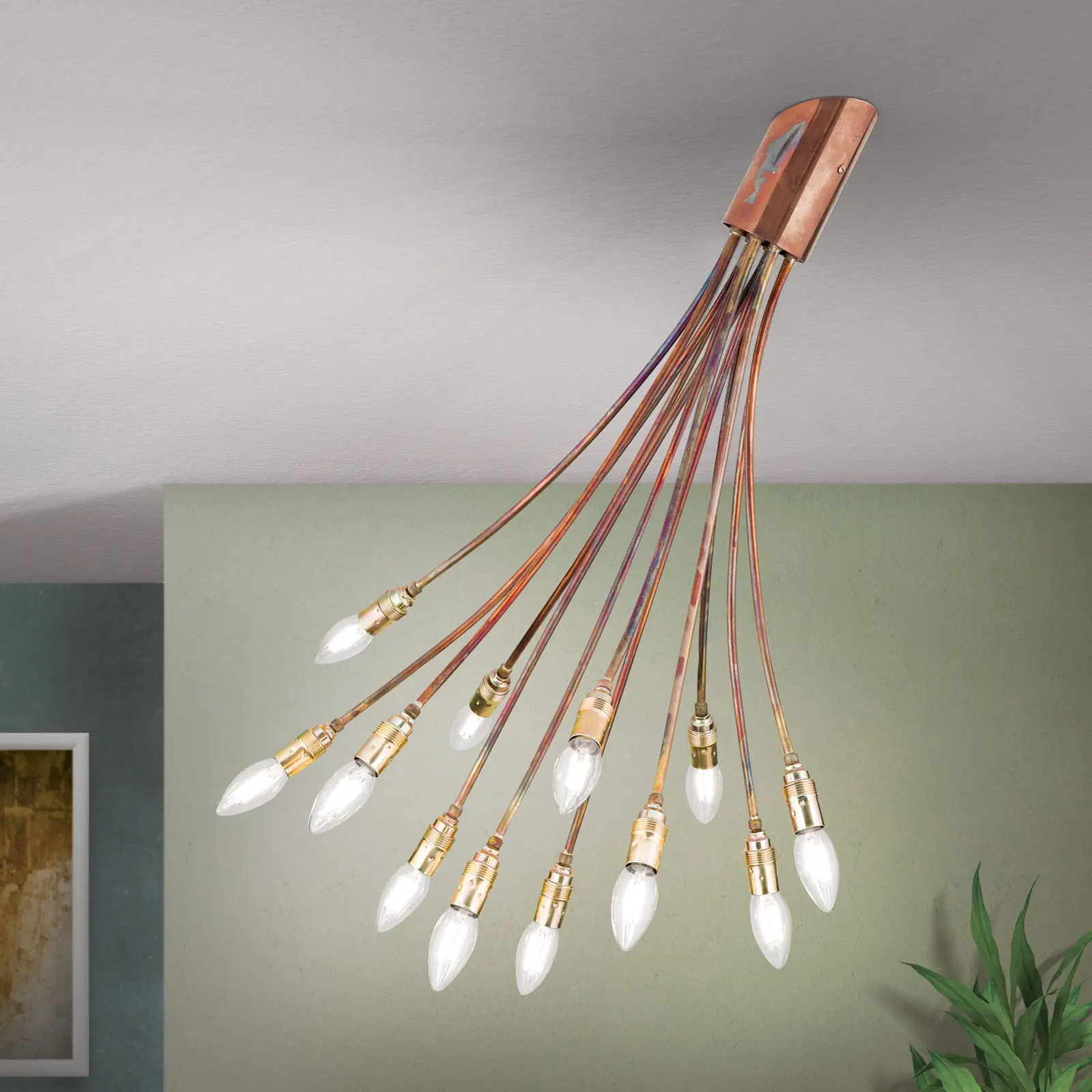 Plafonska lampa COPPY, 12 izvora svetla, bakar