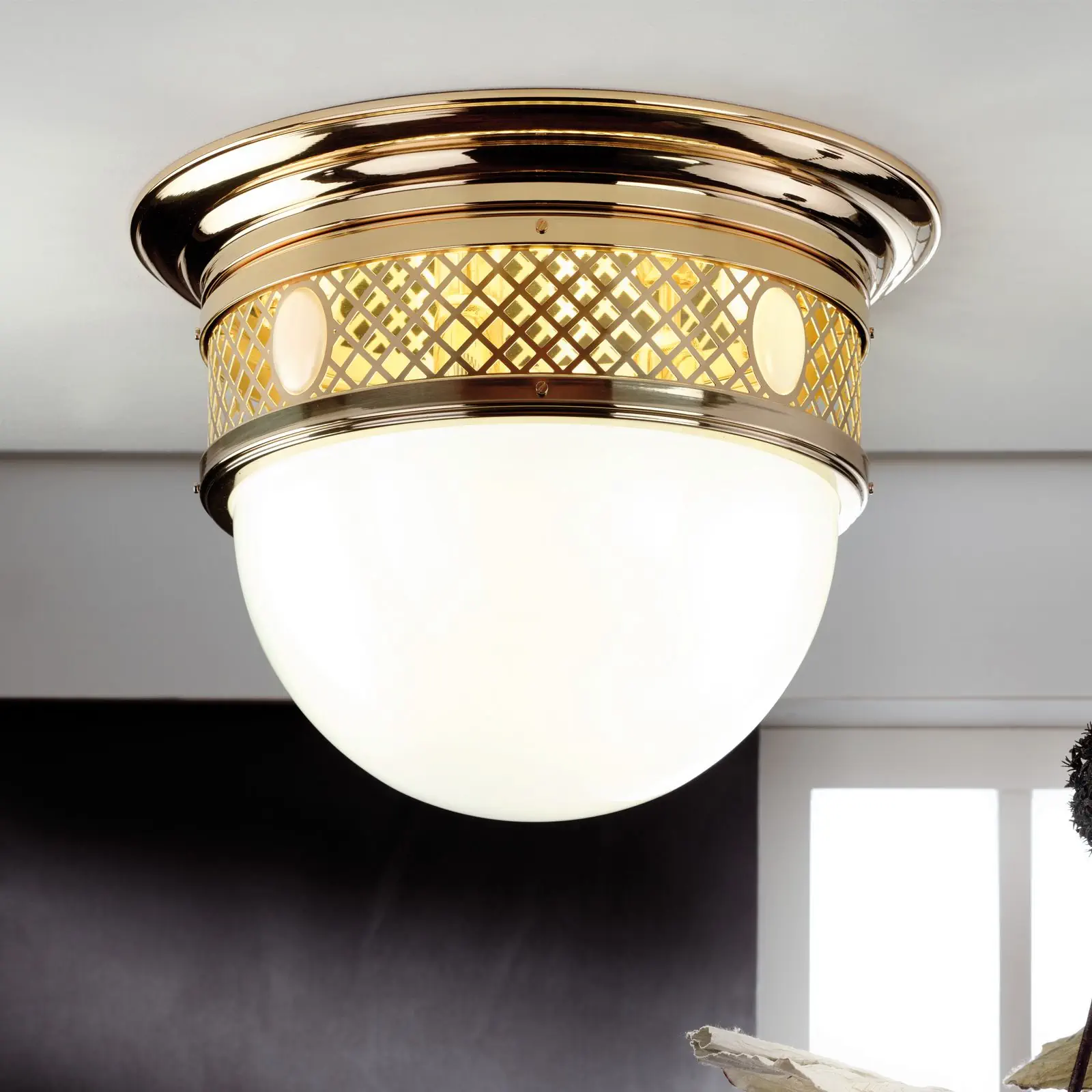 Plafonska lampa ALT WIEN, sjajni mesing, Ø 48 cm