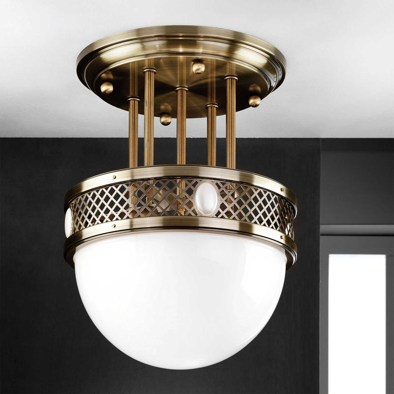 Plafonska lampa sa kratkim vešanjem Alt Wien, antik mesing, 46 cm