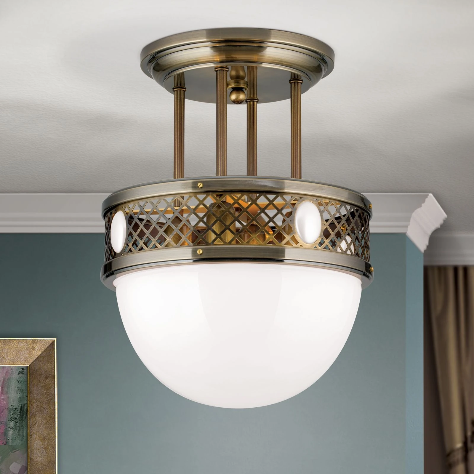 Plafonska lampa sa kratkim vešanjem ALT WIEN, antik mesing, 40 cm