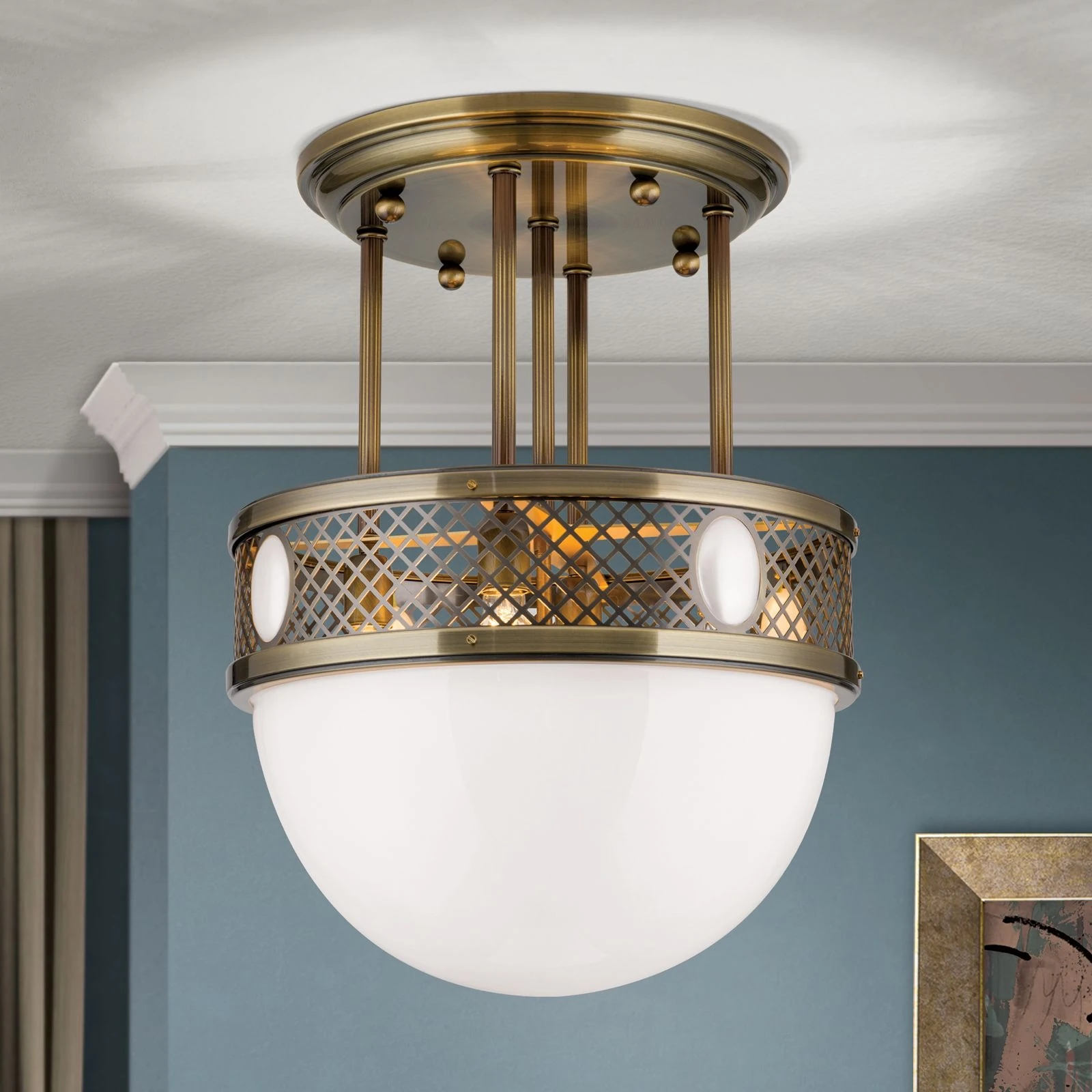 Plafonska lampa sa kratkim vešanjem ALT WIEN, antik mesing, 53 cm