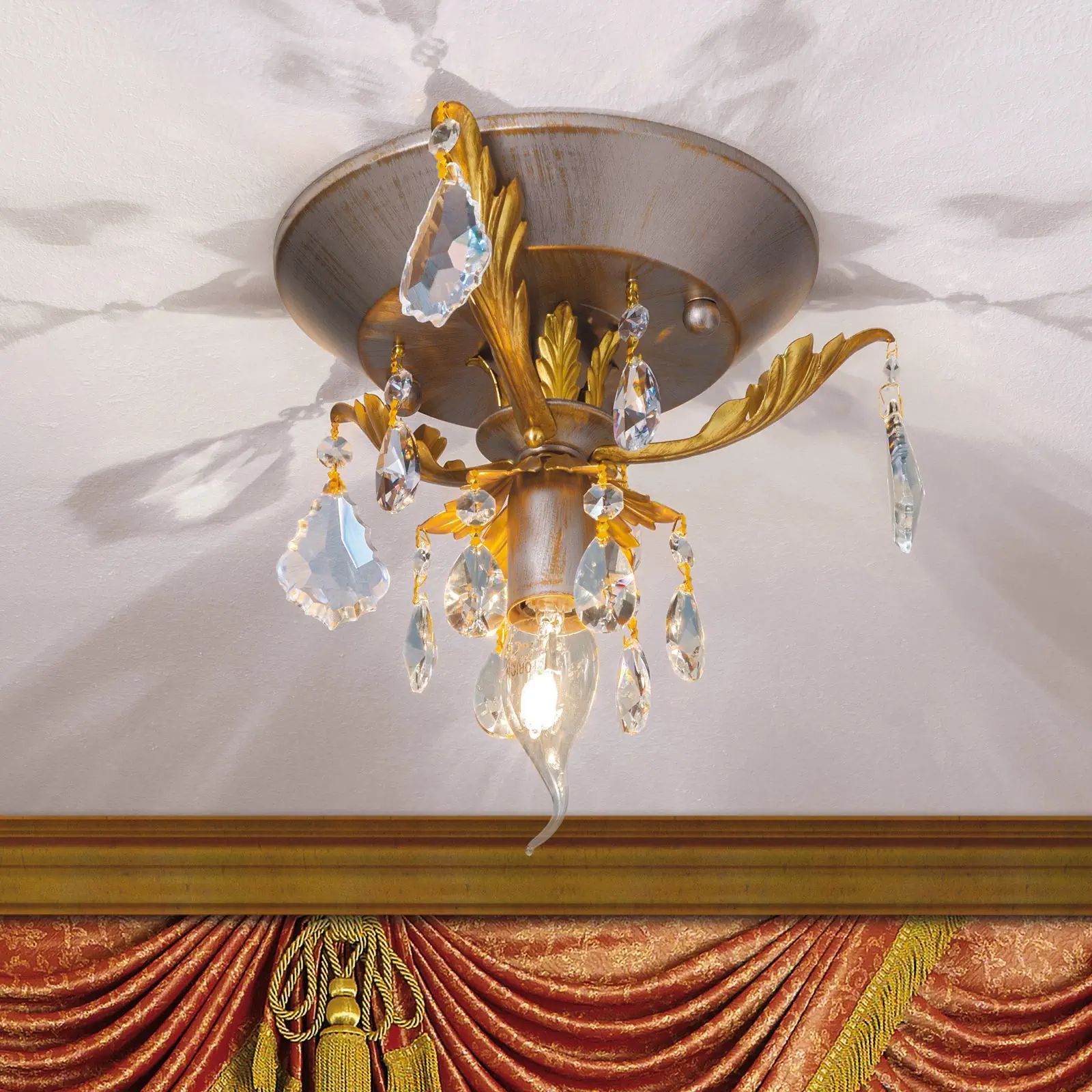 Plafonska lampa MIRAMARE, srebrno-zlatna, sa 1 izvorom svetla