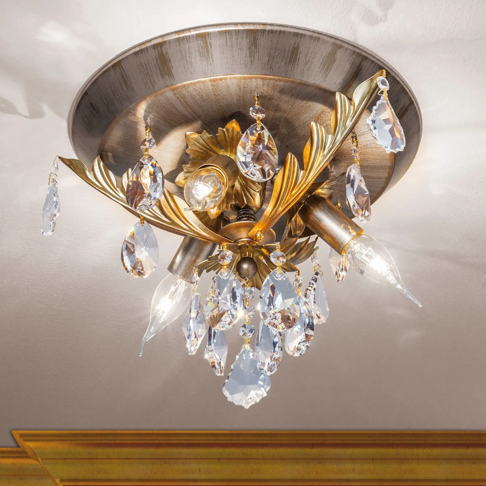 Plafonska lampa MIRAMARE, srebrno-zlatna, sa 3 izvora svetla