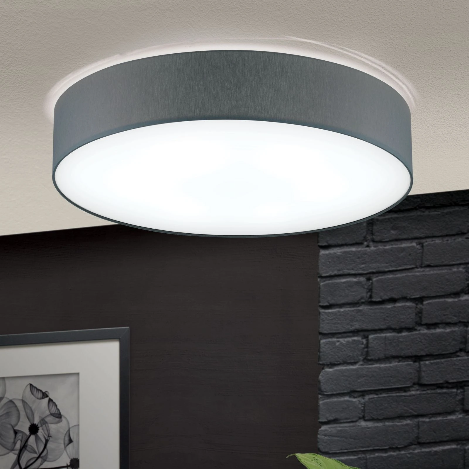 Plafonska lampa SHADE, cilindrični sivi abažur, Ø 80 cm