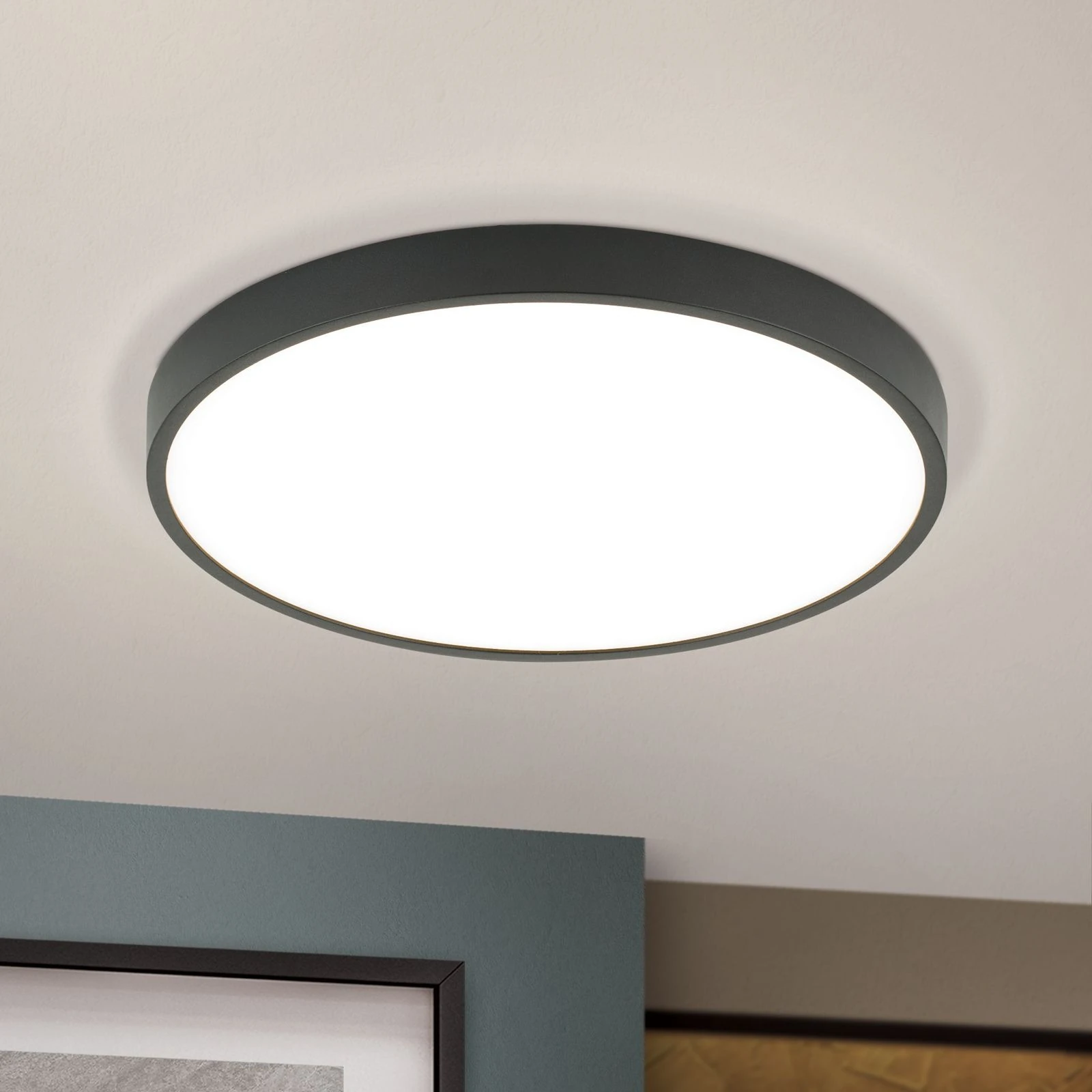LED plafonska lampa BULLY, Ø 28 cm, crna